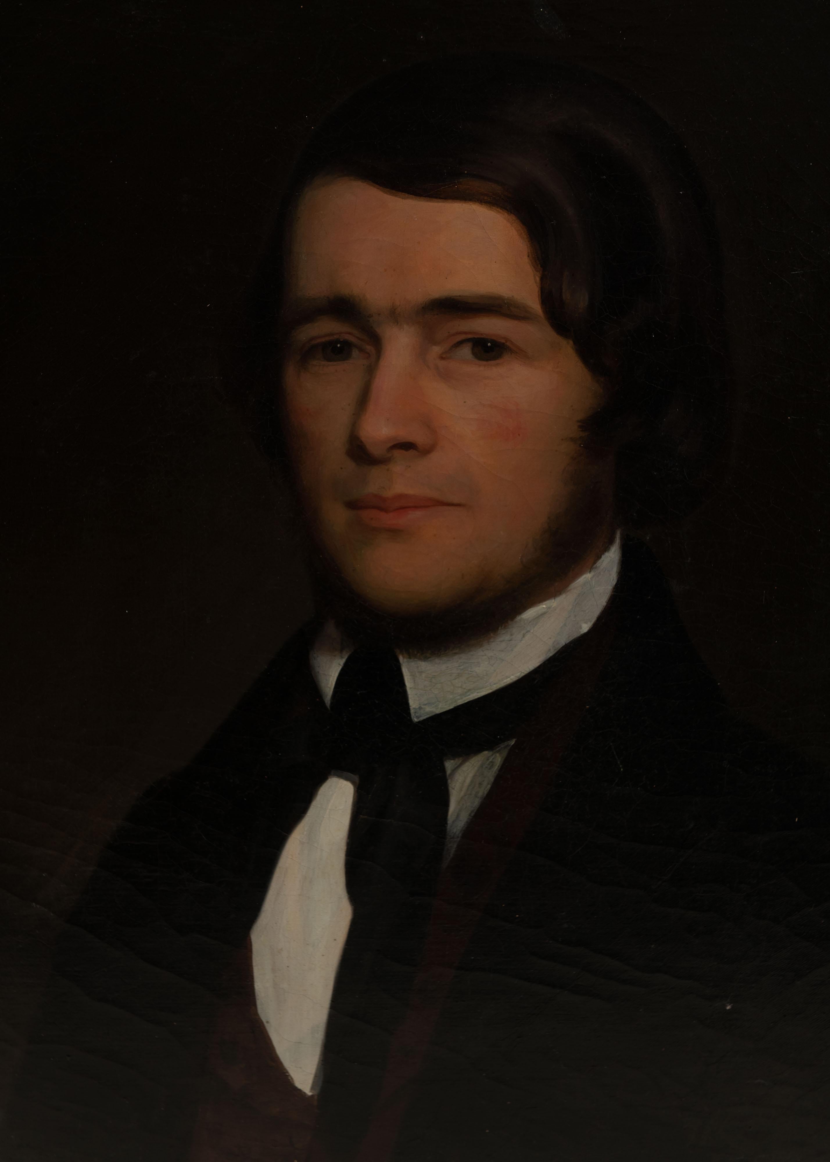 Peinture à l'huile ancienne, encadrée, États-Unis, milieu du XIXe siècle Bon état - En vente à San Francisco, CA