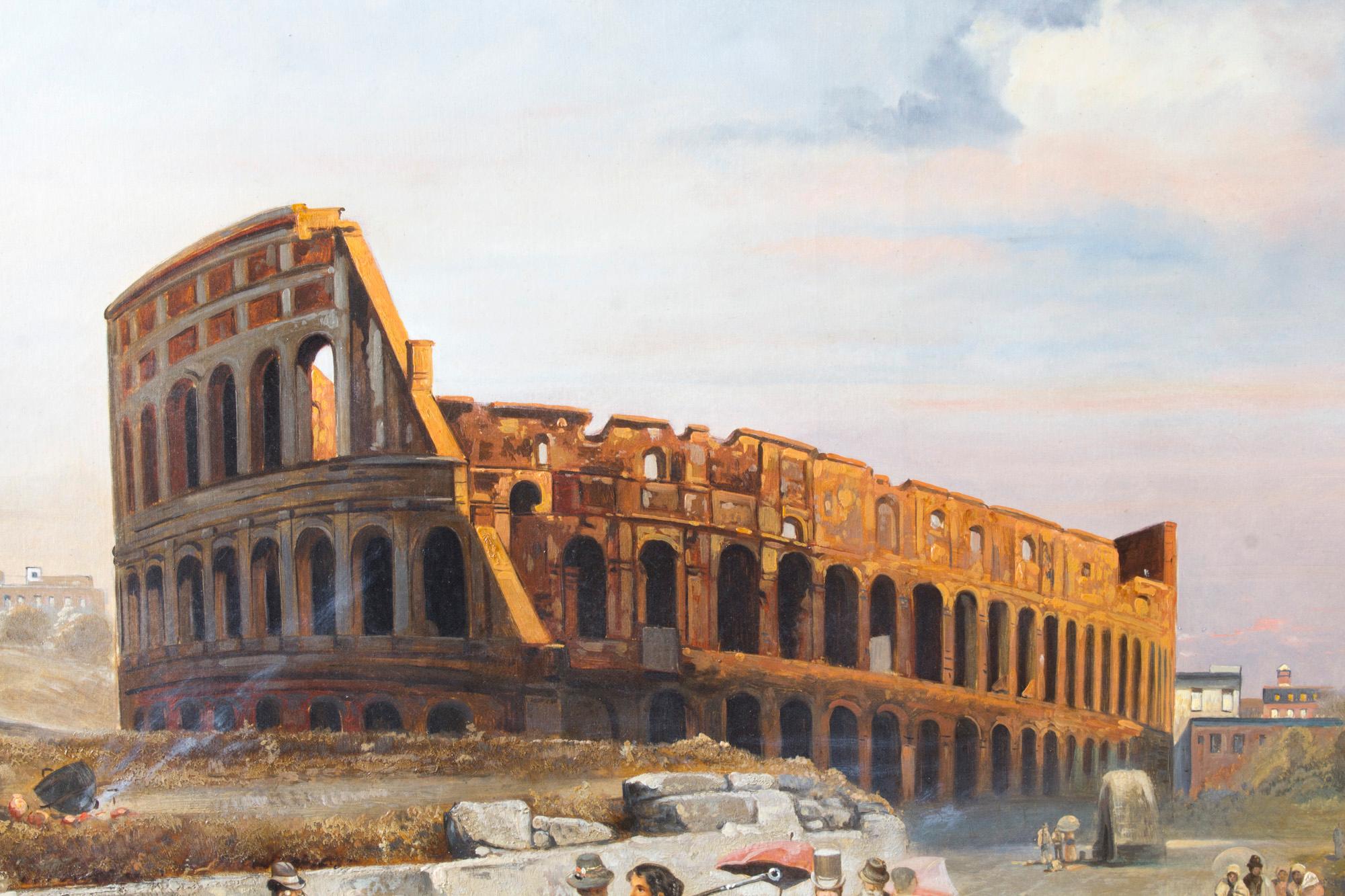French Antique Oil Painting François Gérard 1770 - 1837 of The Colosseum, 19th Century