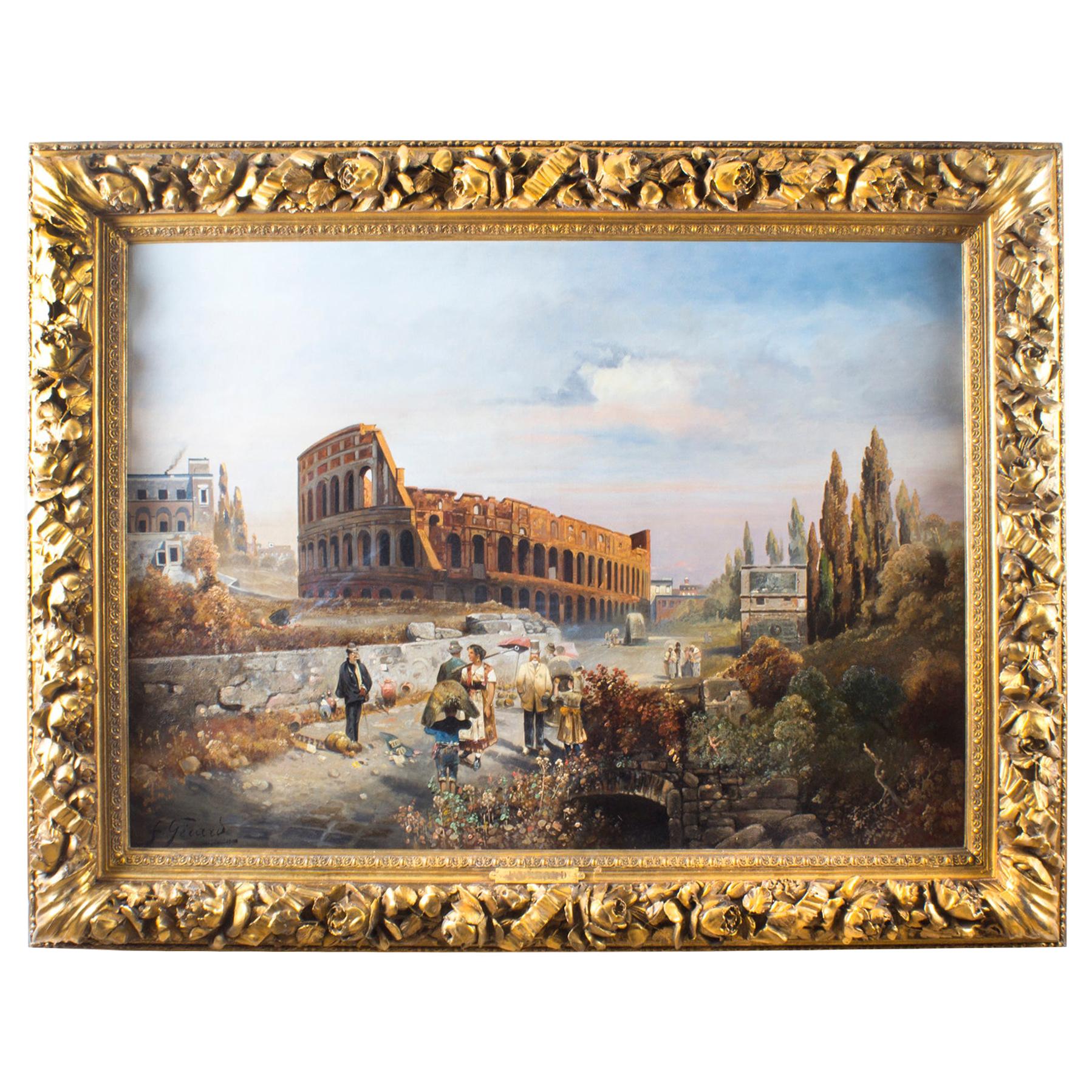 Antique Oil Painting François Gérard 1770 - 1837 of The Colosseum, 19th Century