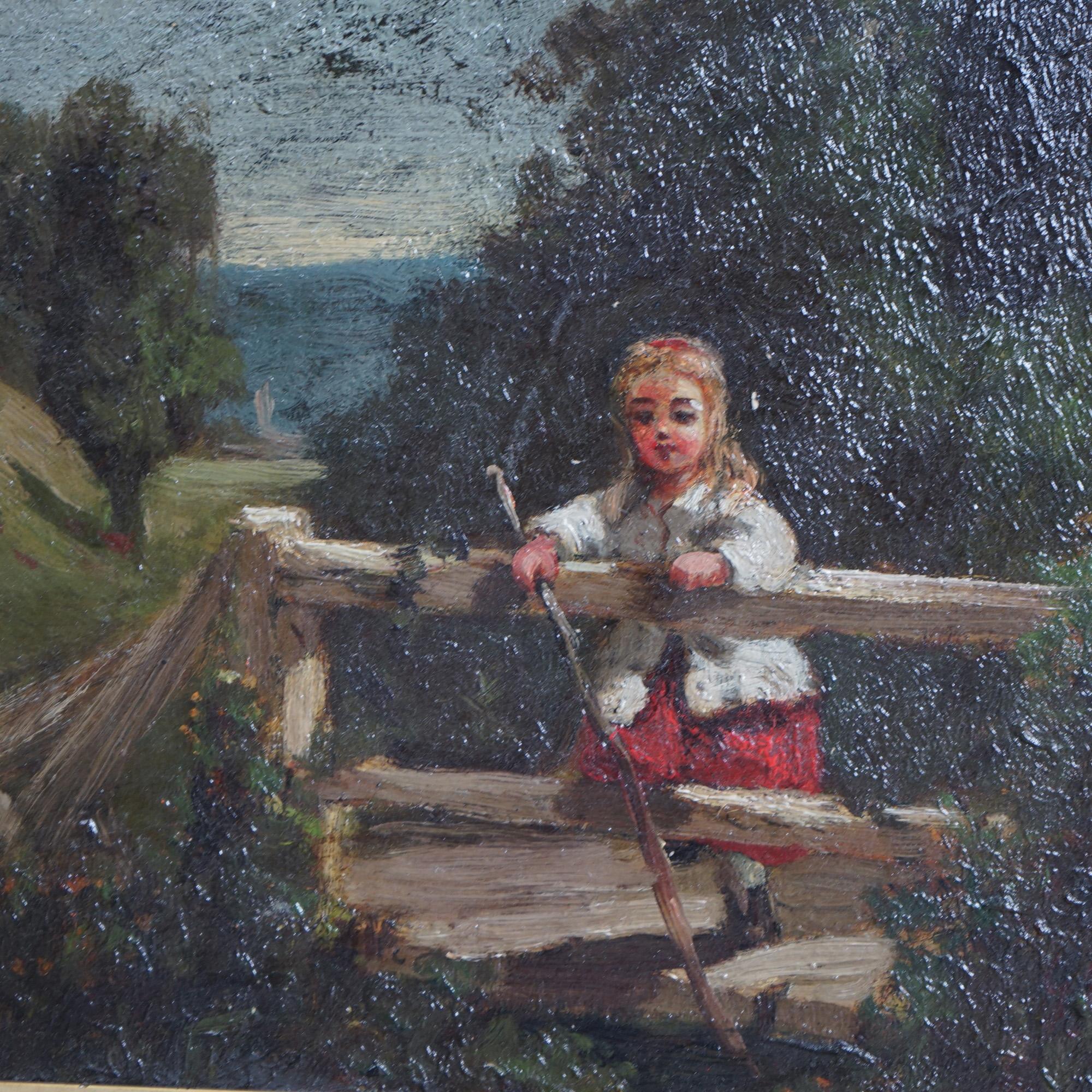 Antique Oil Painting, Genre Scene of a Child, Circa 1890 2