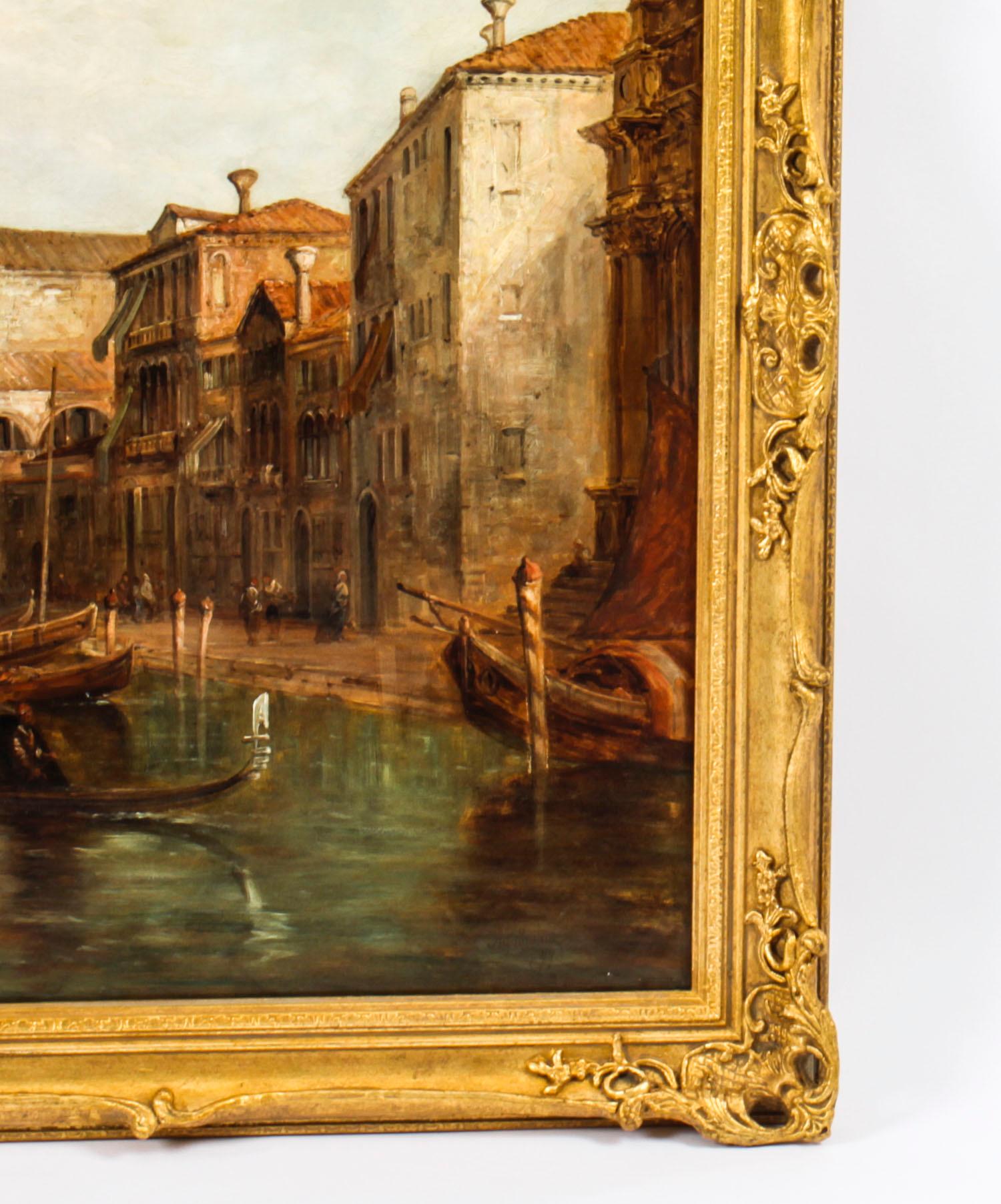 Antique Oil Painting Grand Canal Alfred Pollentine Dated 1877, 19th Century 6