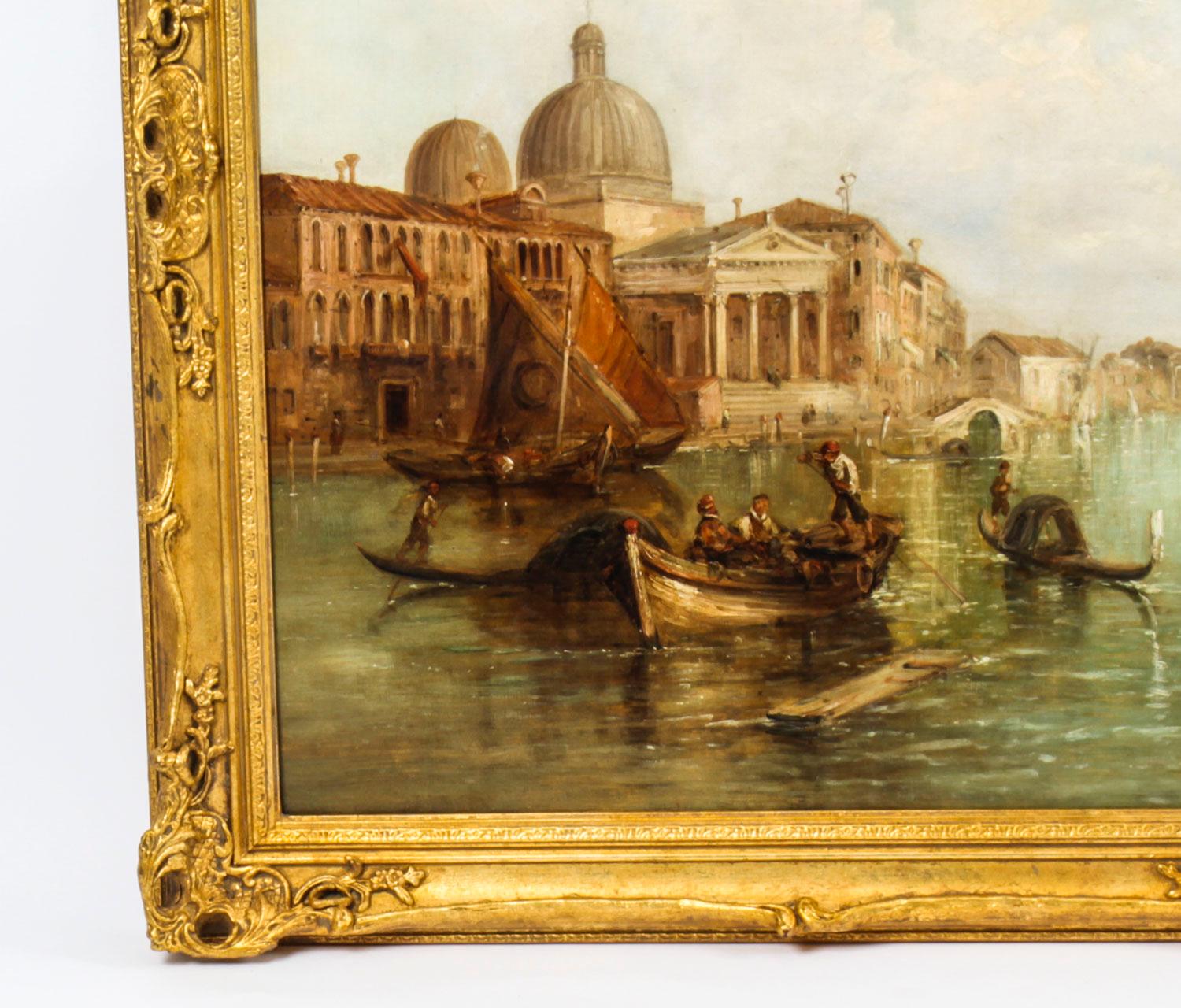 Antique Oil Painting Grand Canal Alfred Pollentine Dated 1877, 19th Century 7
