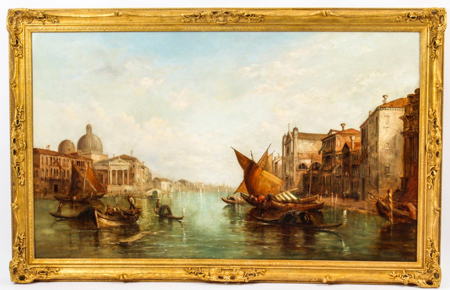 Antique Oil Painting Grand Canal Alfred Pollentine Dated 1877, 19th Century 12