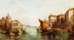 Antique Oil Painting Grand Canal Alfred Pollentine Dated 1877, 19th Century