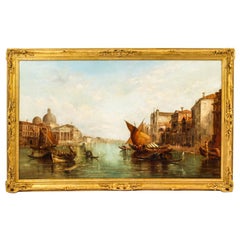 Antique Oil Painting Grand Canal Alfred Pollentine Dated 1877, 19th Century