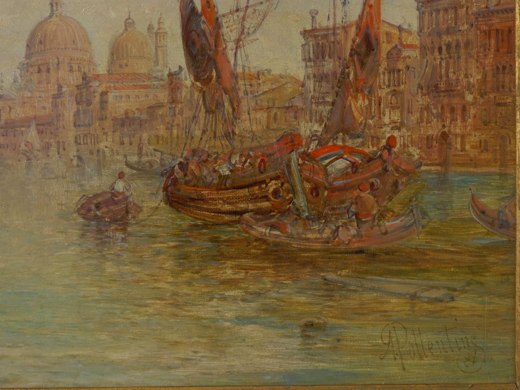 English Antique Oil Painting “Grand Canal, Venice” 1889 by Alfred Pollentine