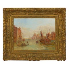 Peinture à l'huile ancienne Grand Canal, Venise 1889 d'Alfred Pollentine