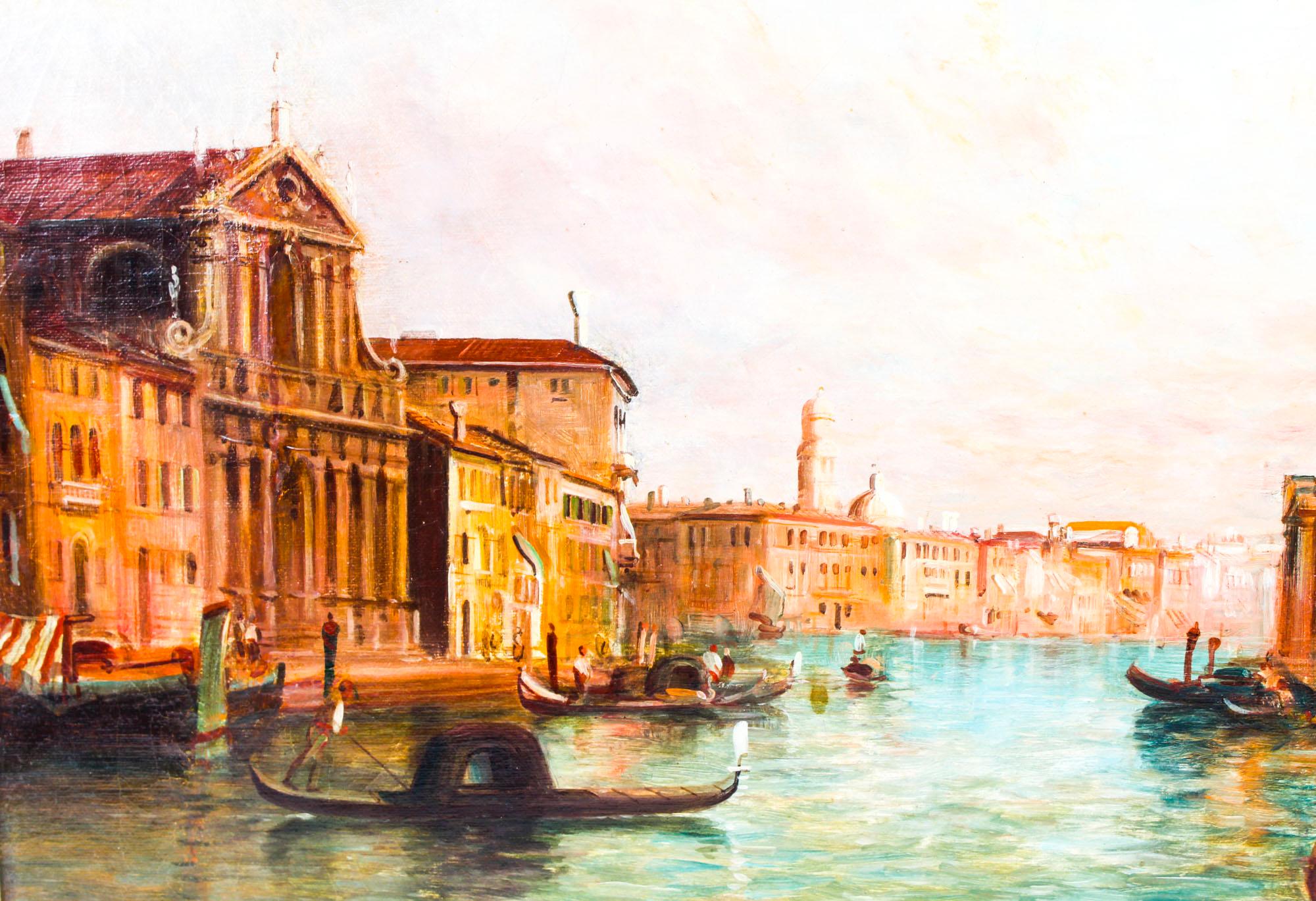 British Antique Oil Painting Grand Canal Venice Alfred Pollentine, 1888