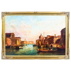 Peinture à l'huile ancienne Grand Canal Venise Alfred Pollentine:: 1888
