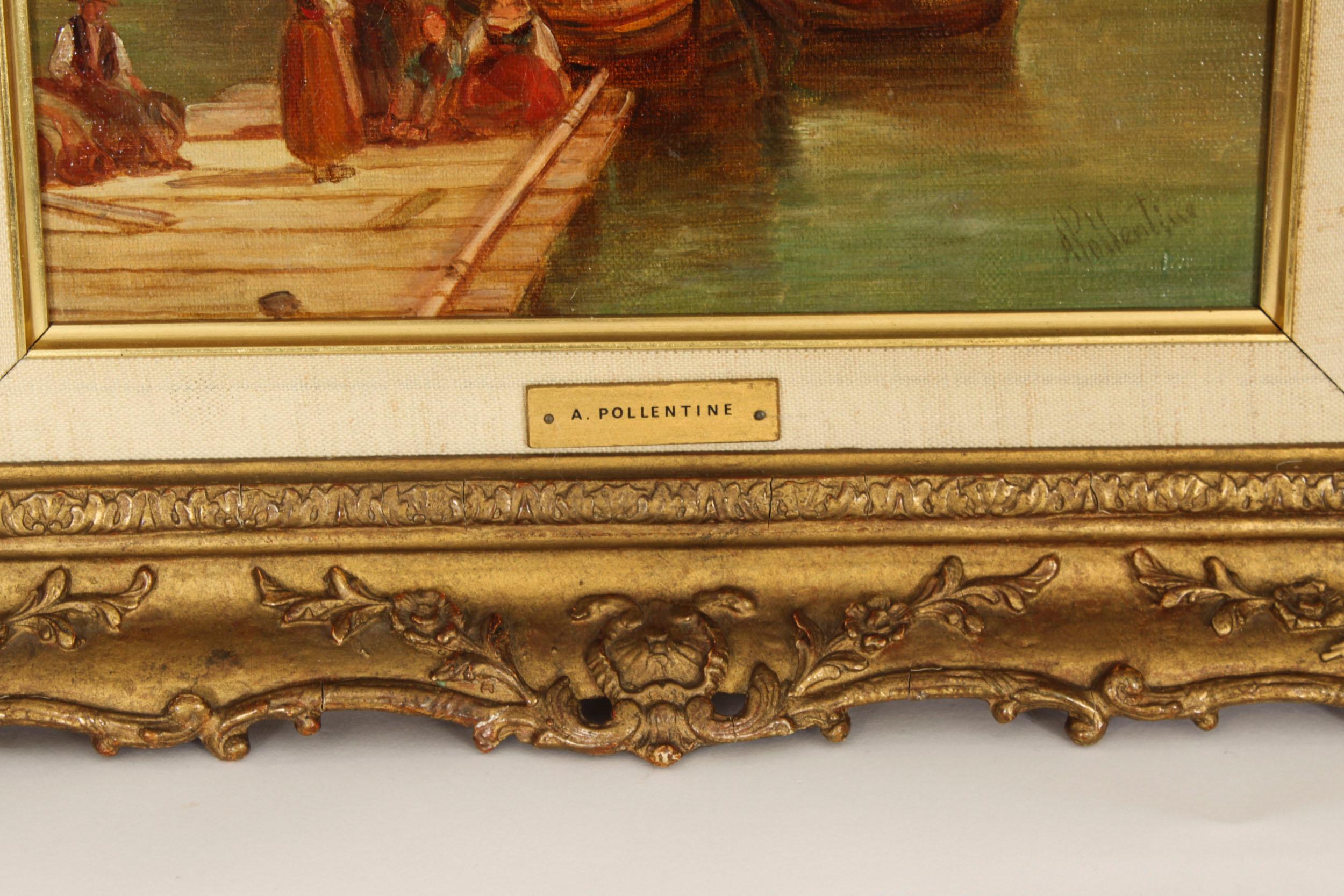 XIXe siècle Peinture à l'huile ancienne Grand Canal de Venise Alfred Pollentine 19ème siècle en vente