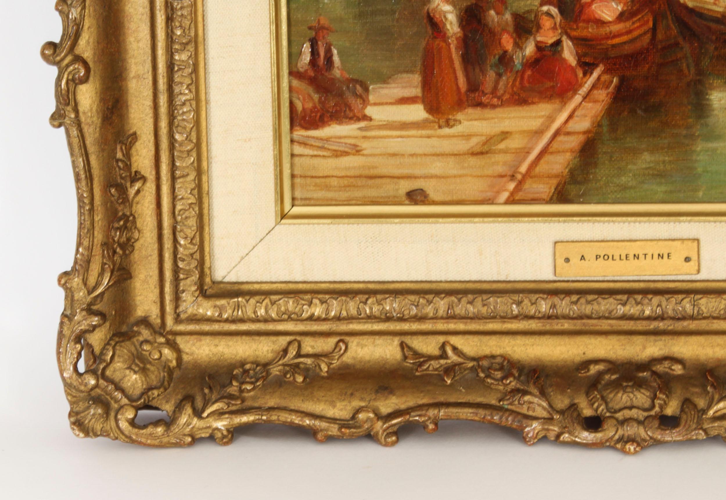 Peinture à l'huile ancienne Grand Canal de Venise Alfred Pollentine 19ème siècle en vente 1