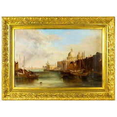 Antique Oil Painting Grand Canal Venice Alfred Pollentine, 19th Century