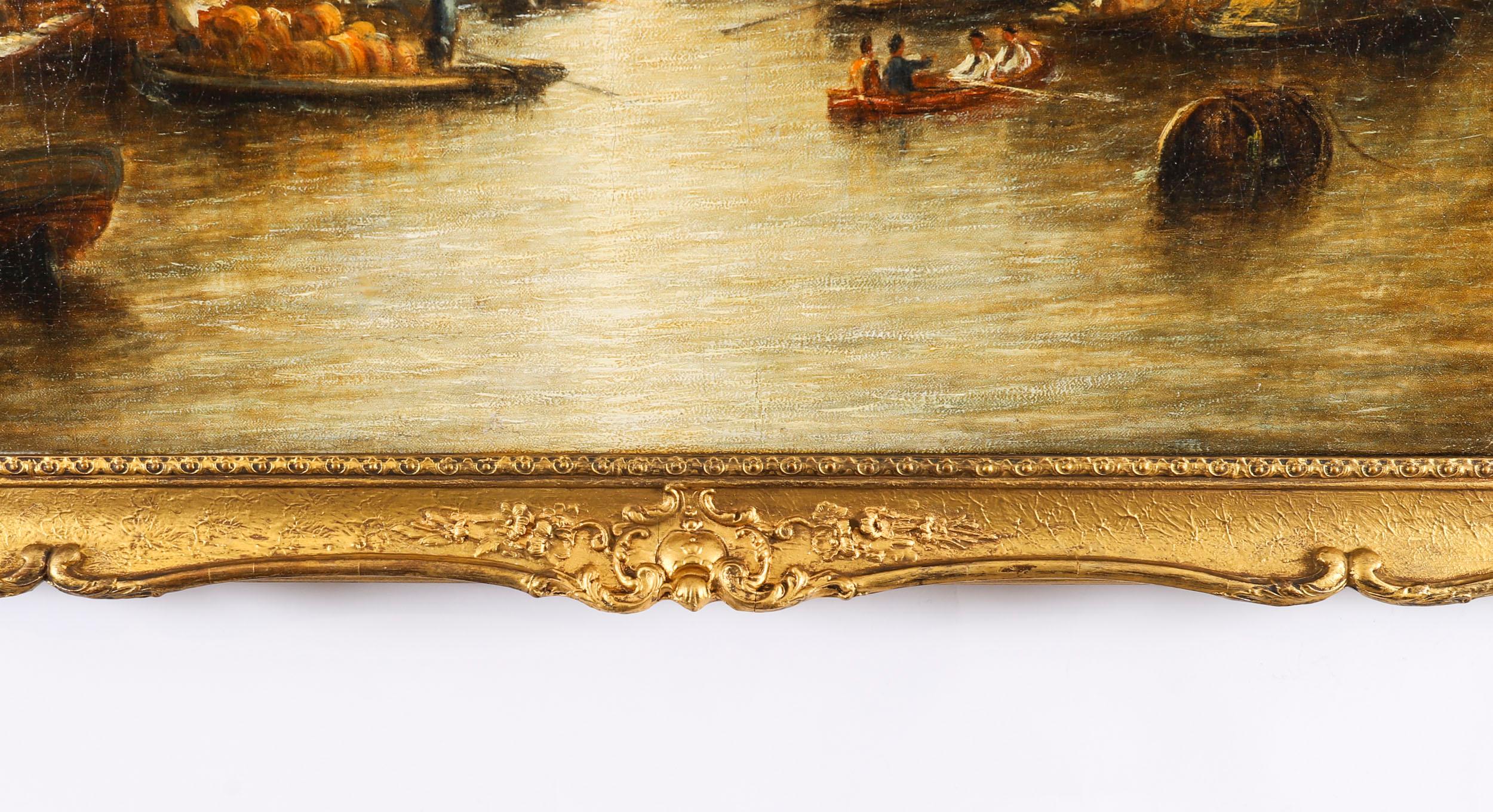 Antique Oil Painting Harboured Naval Flotilla Att Francis Moltino 19th Century For Sale 2