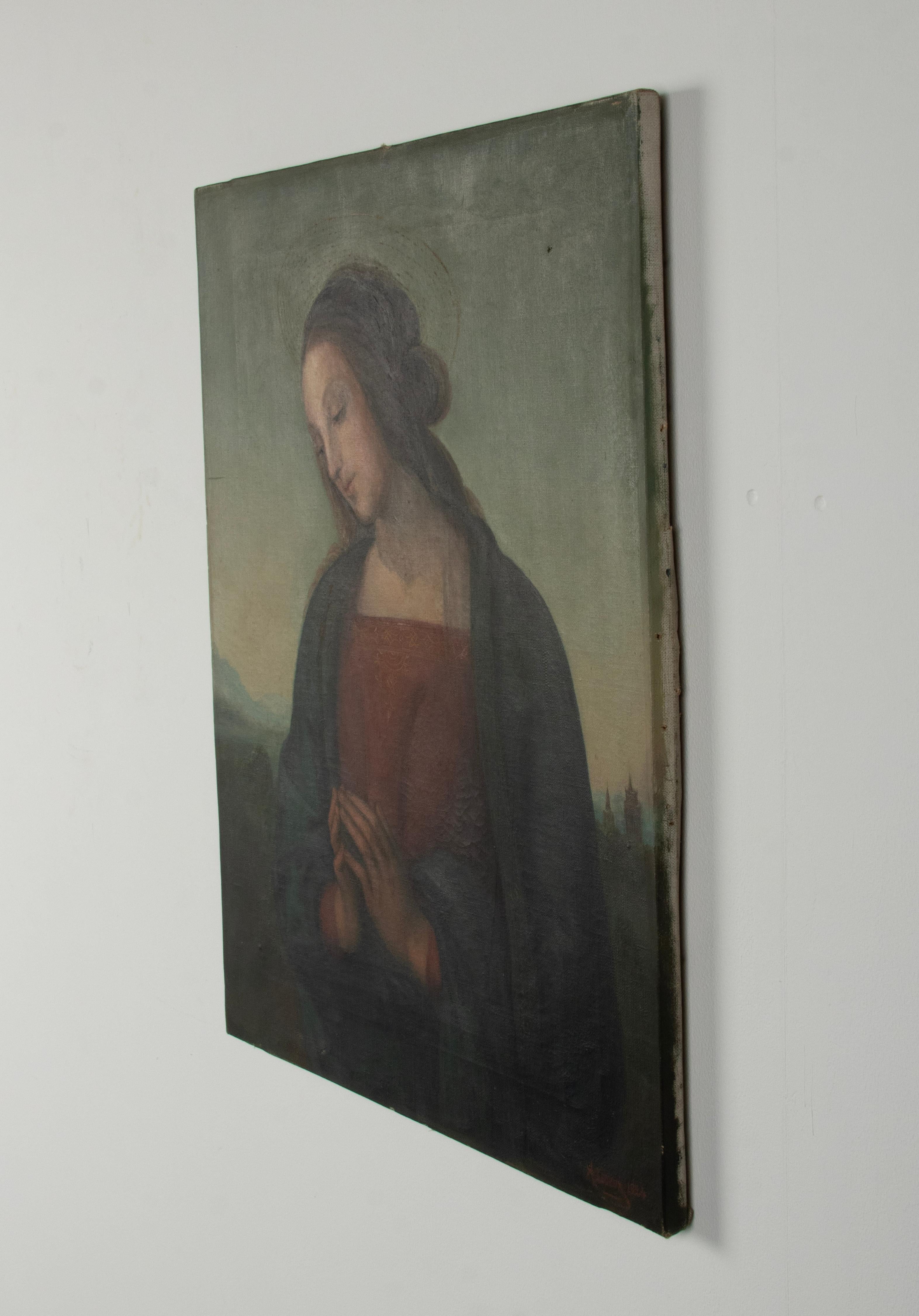 Antique Oil Painting - Holy Mary For Sale 4