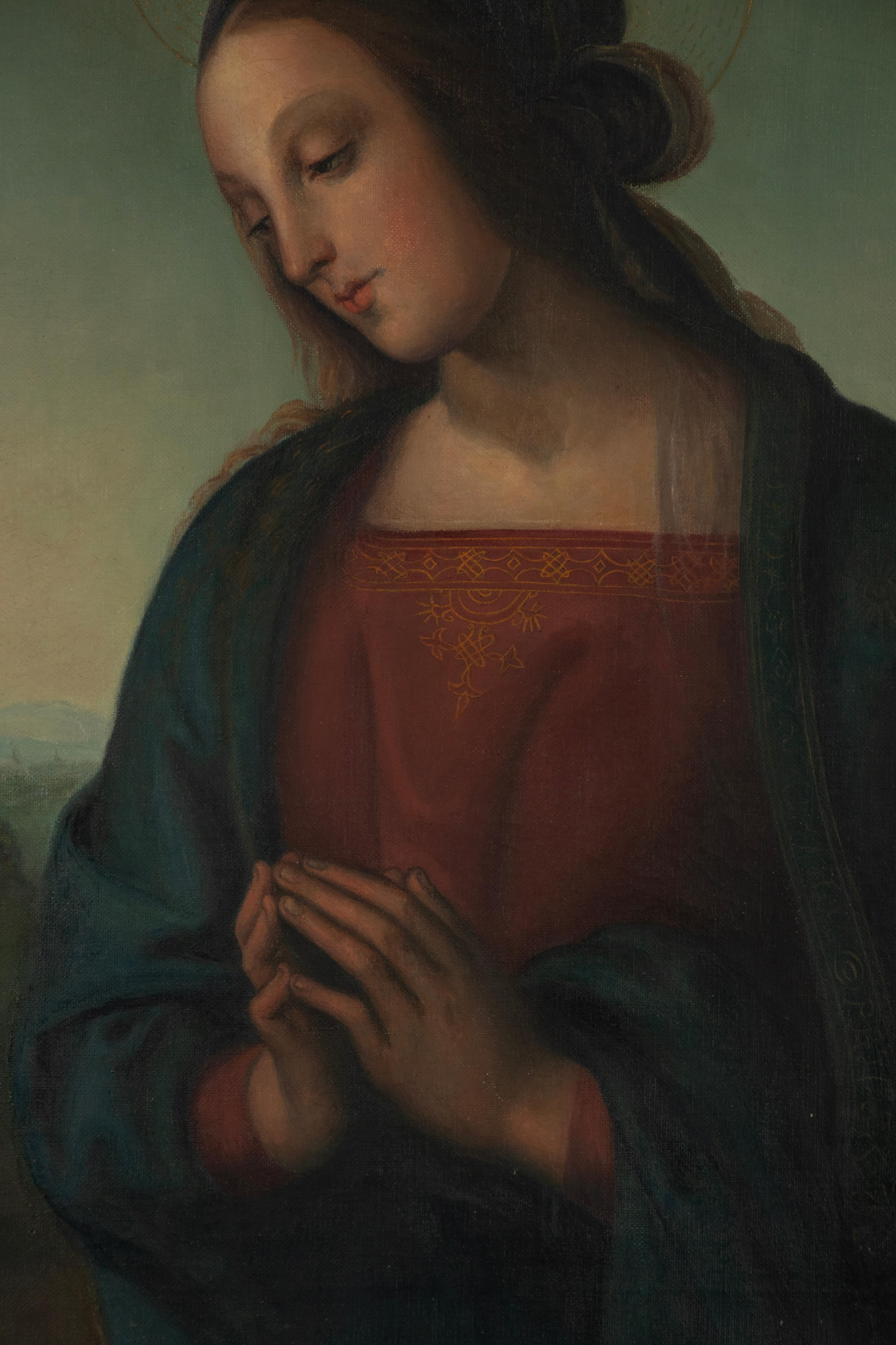 Antique Oil Painting - Holy Mary For Sale 1