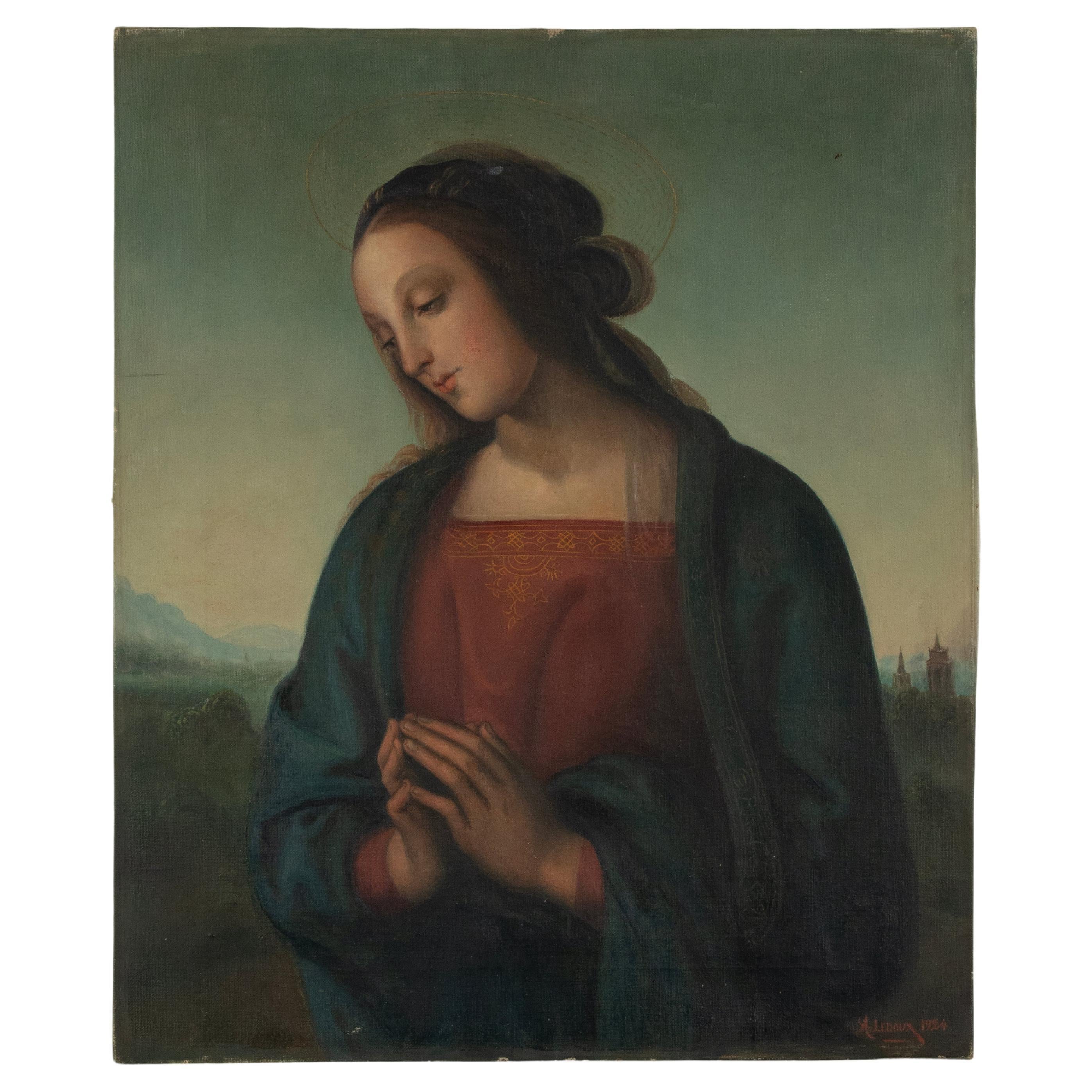 Antique Oil Painting - Holy Mary For Sale