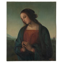 Peinture à l'huile ancienne - Sainte Marie