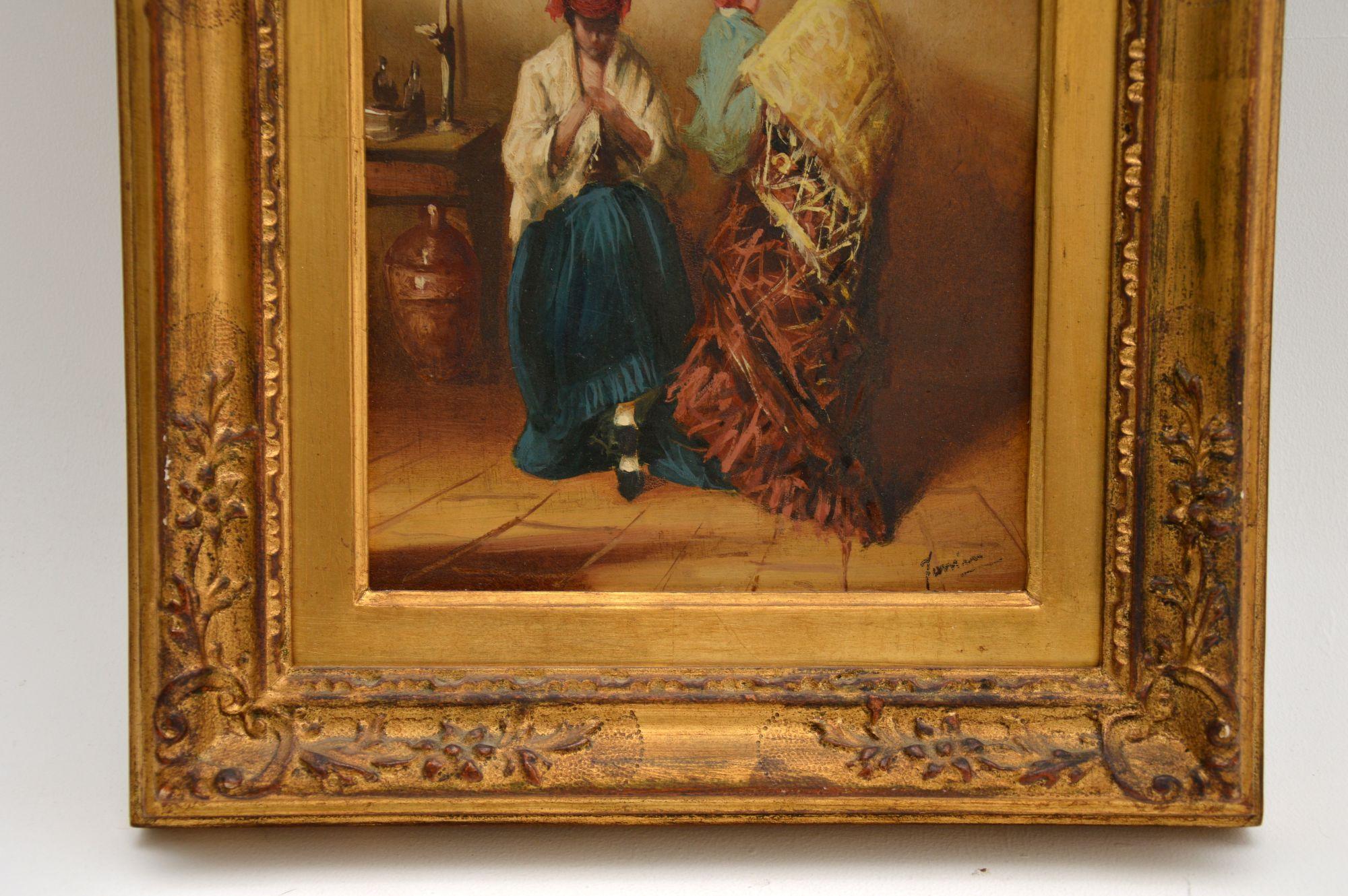 20th Century Antique Oil Painting in Gilt Wood Frame