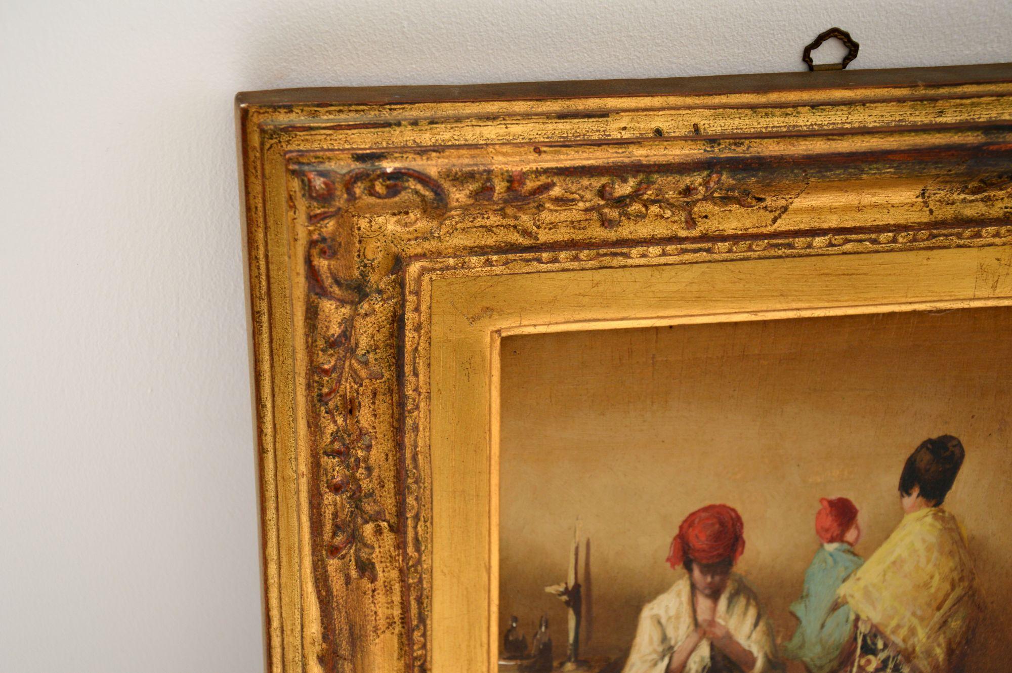 Antique Oil Painting in Gilt Wood Frame 4