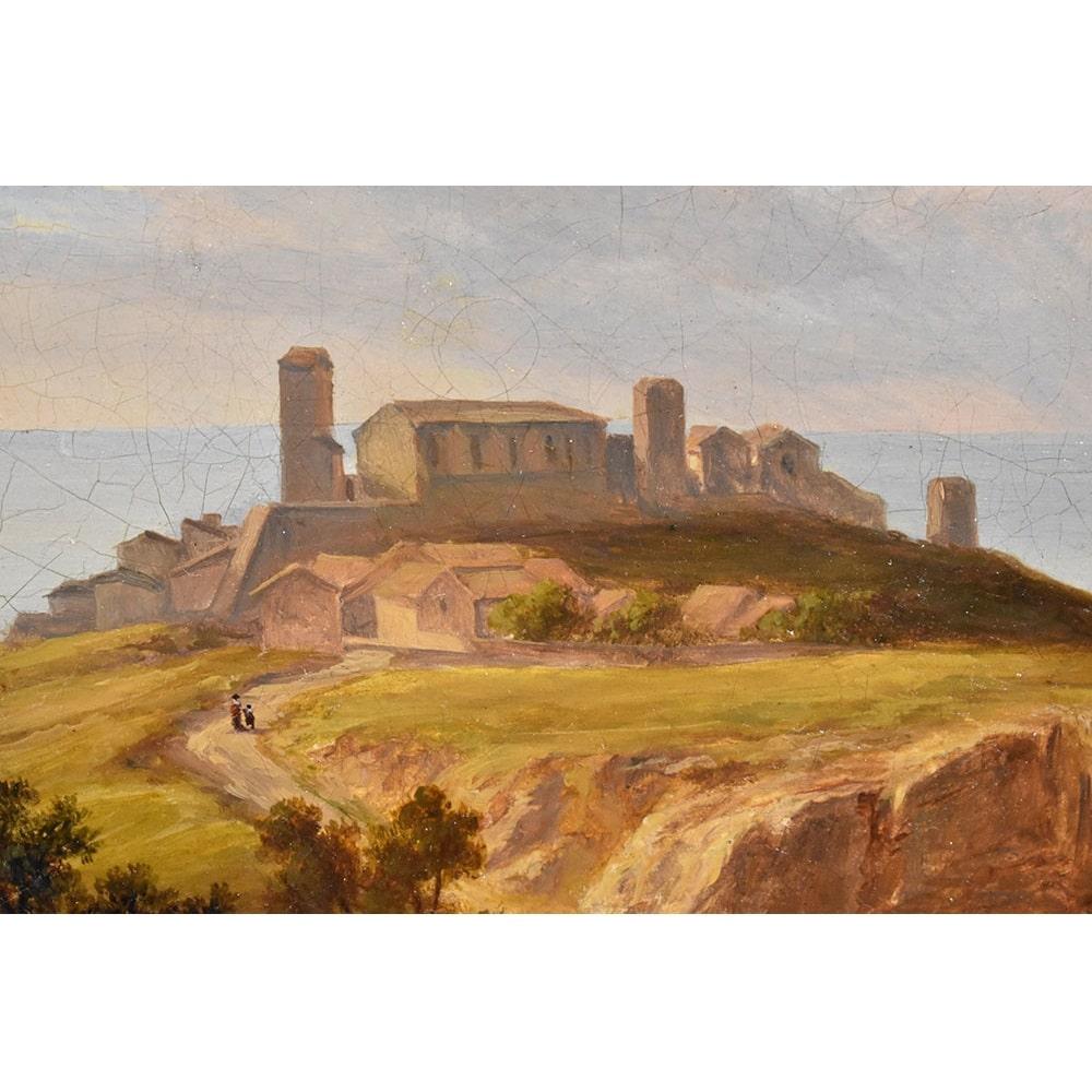 Louis Philippe Antique Oil Painting, Italian Landscape, Nature Painting, 19th Century
