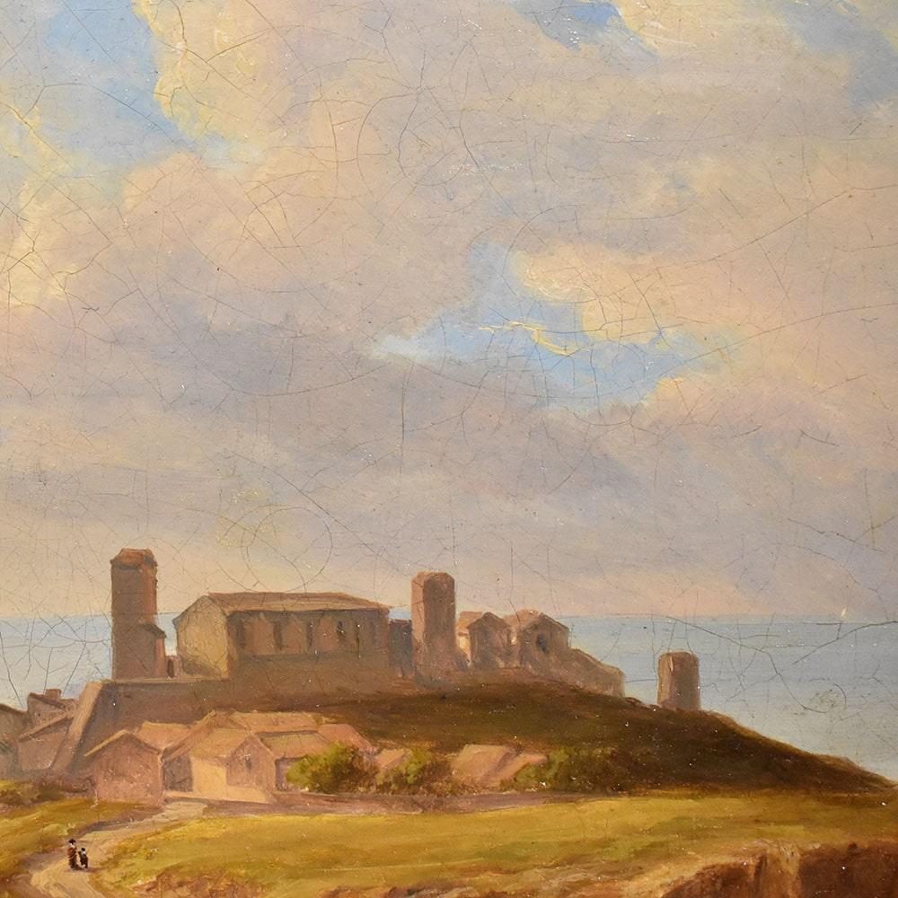 Toile Peinture à l'huile ancienne, paysage italien, peinture de nature, XIXe siècle.  en vente