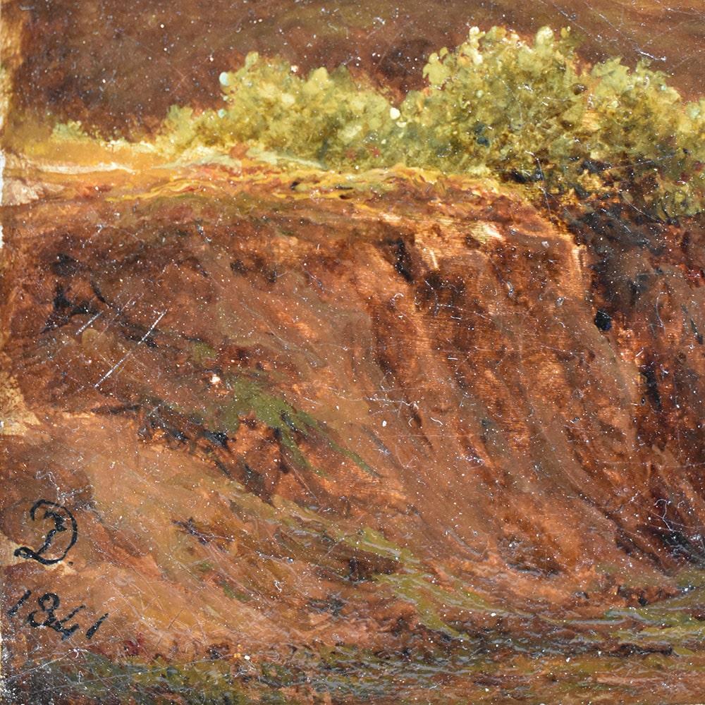 Canvas Antique Oil Painting, Italian Landscape, Nature Painting, 19th Century