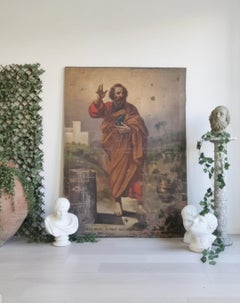 Antique Oil Painting Large Saint Matthias the Apostle