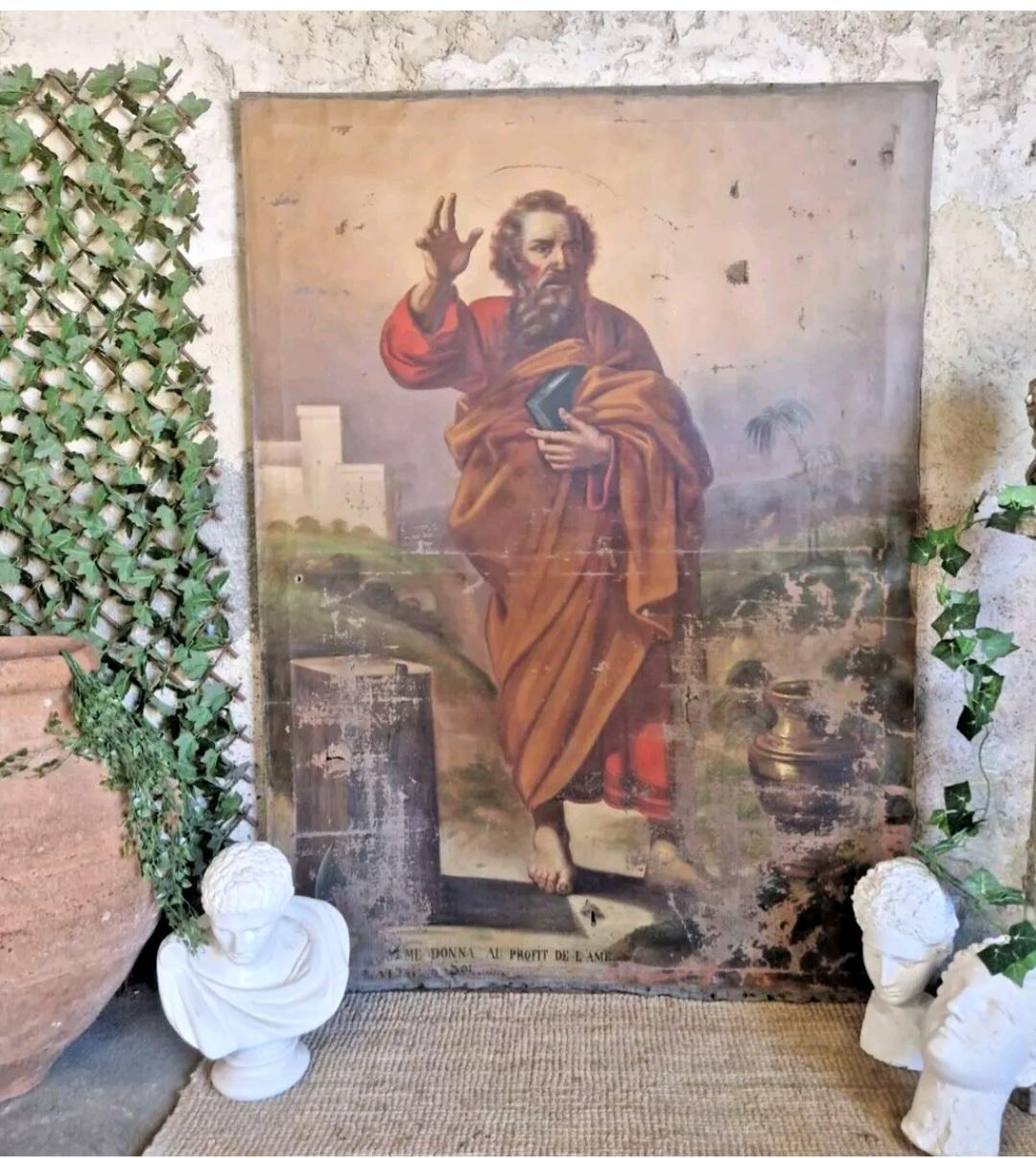 Antikes Ölgemälde Großer Sankt Matthias der Apostel im Zustand „Relativ gut“ im Angebot in Buxton, GB