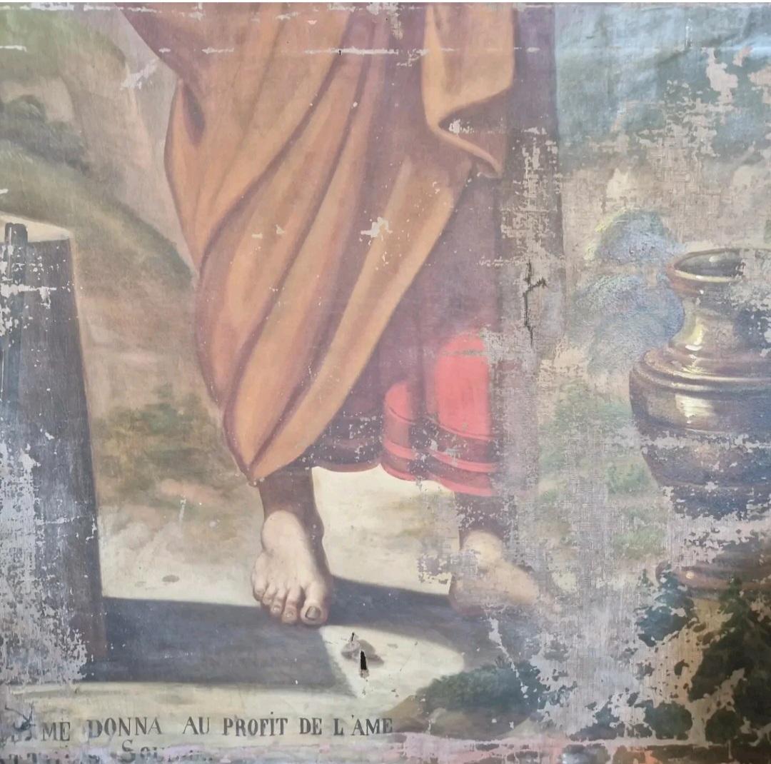 Antikes Ölgemälde Großer Sankt Matthias der Apostel (Leinwand) im Angebot