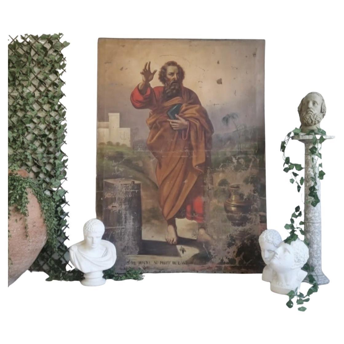 Antikes Ölgemälde Großer Sankt Matthias der Apostel im Angebot