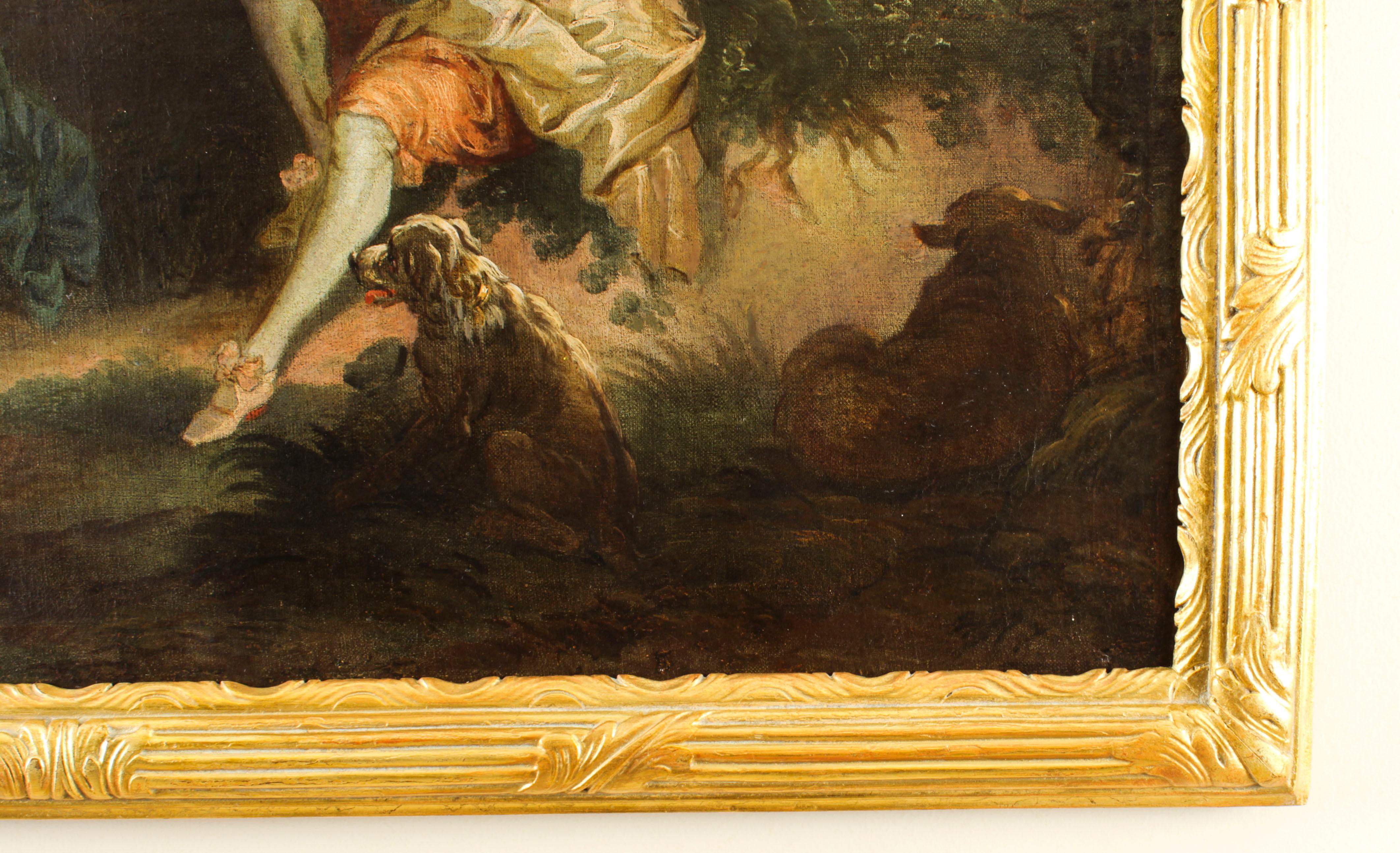Peinture à l'huile ancienne de Jean-Antoine Watteau, La Serenade, début du 19e siècle 5