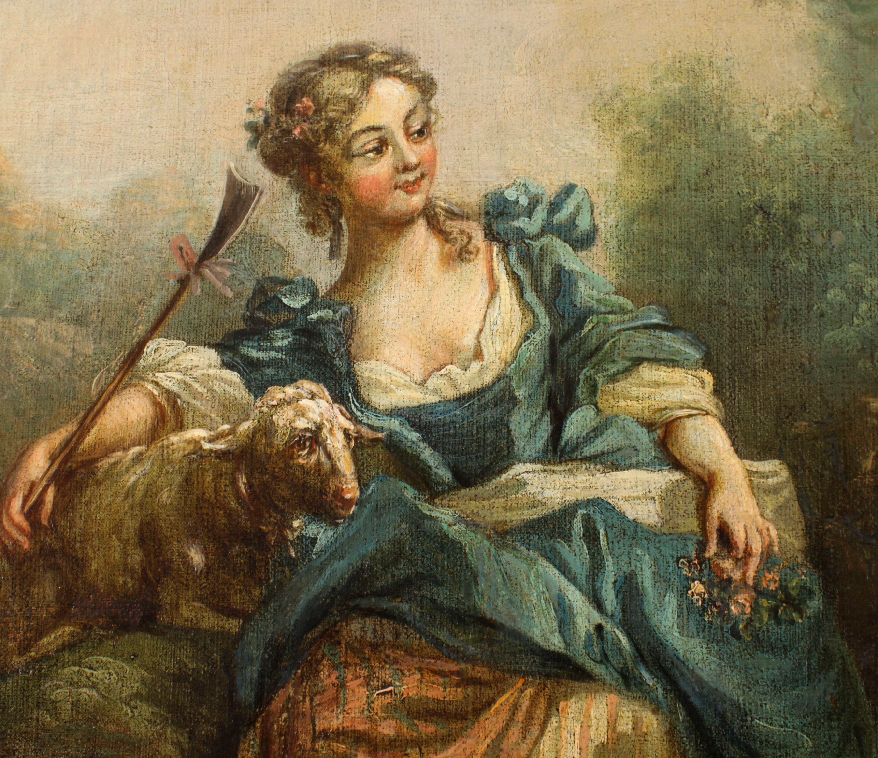 Début du XIXe siècle Peinture à l'huile ancienne de Jean-Antoine Watteau, La Serenade, début du 19e siècle