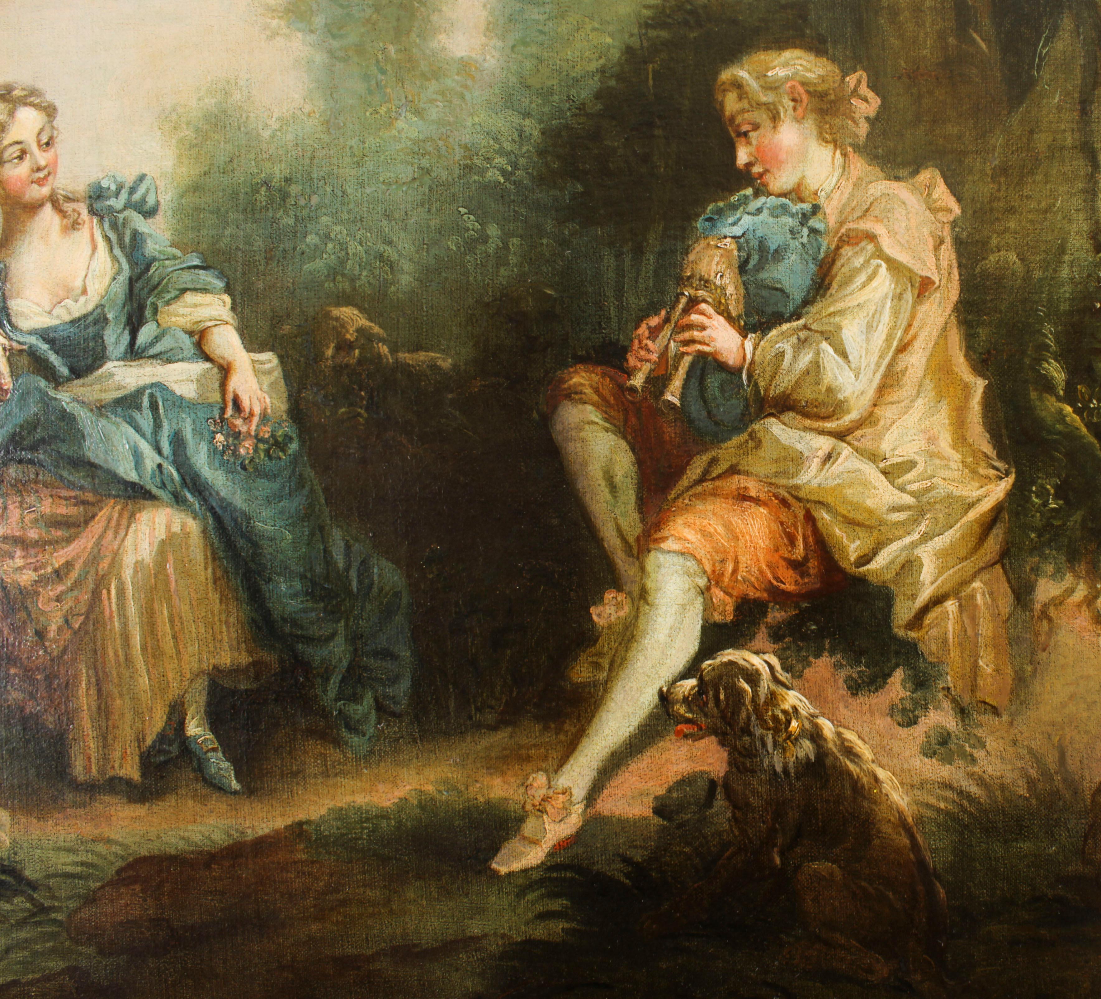 Antique Oil Painting Manner of Jean-Antoine Watteau the Serenade Early 19th C In Good Condition In London, GB