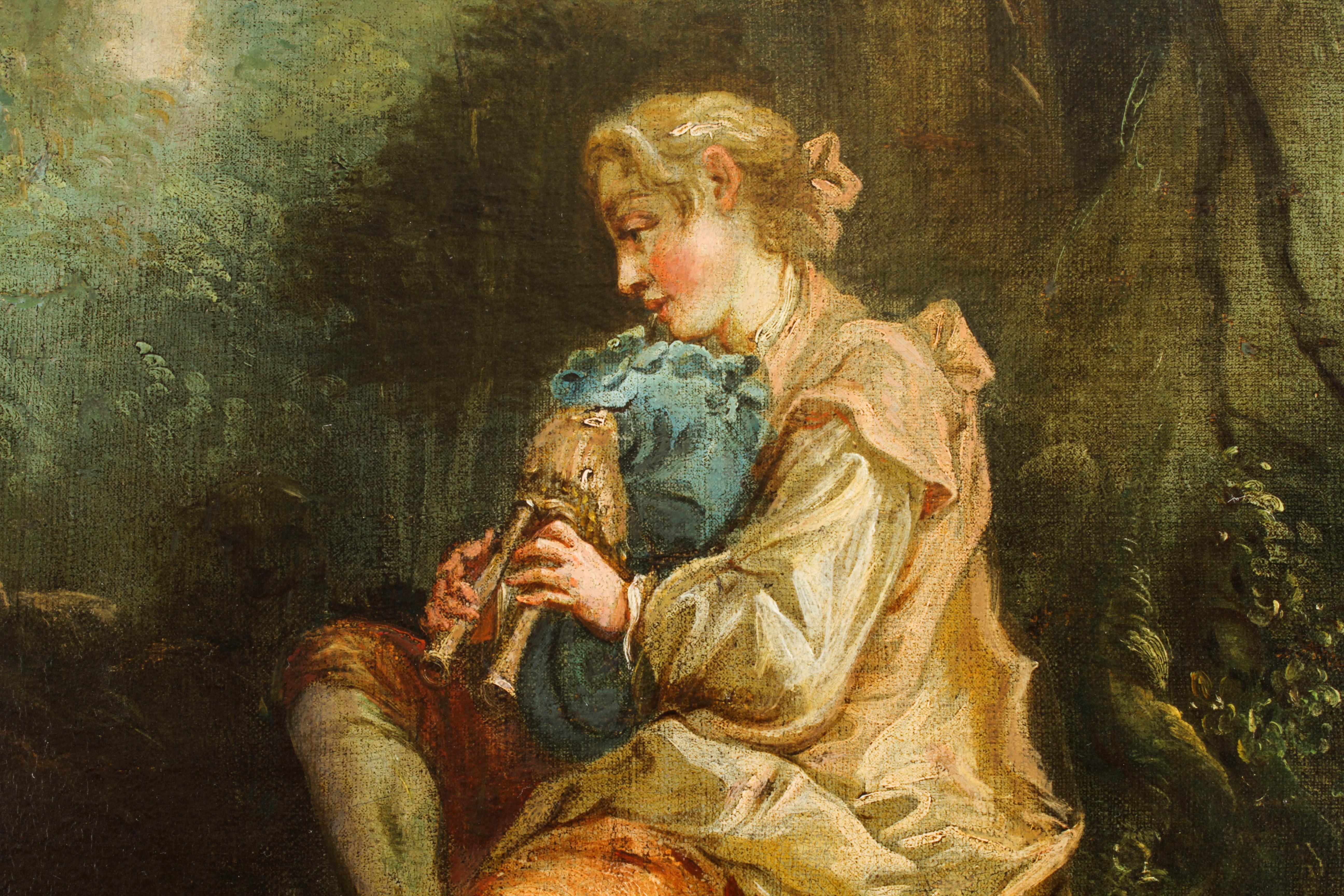 Early 19th Century Antique Oil Painting Manner of Jean-Antoine Watteau the Serenade Early 19th C
