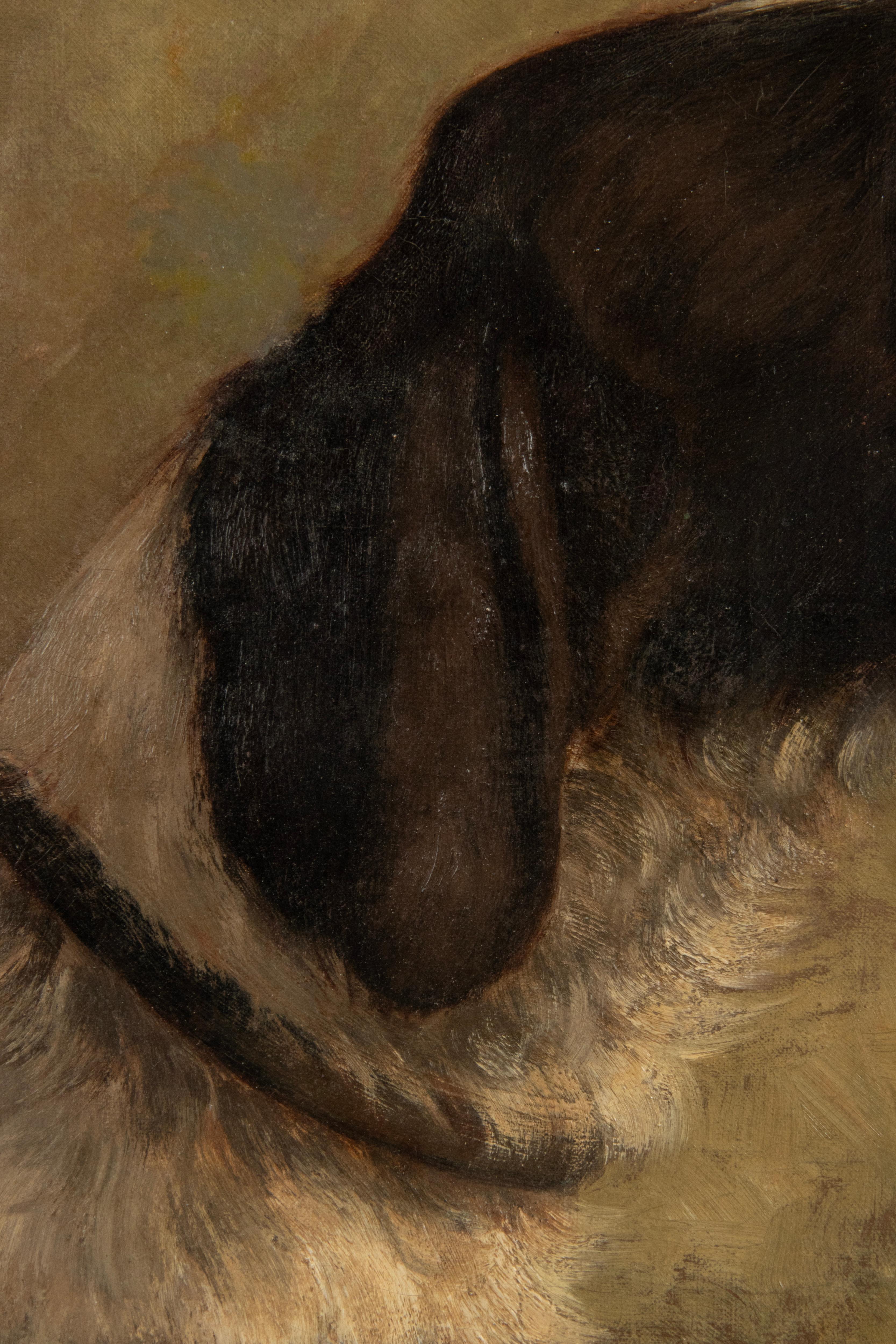 Peinture à l'huile ancienne d'un chien Springer Spaniel anglais par Alice Léotard 4