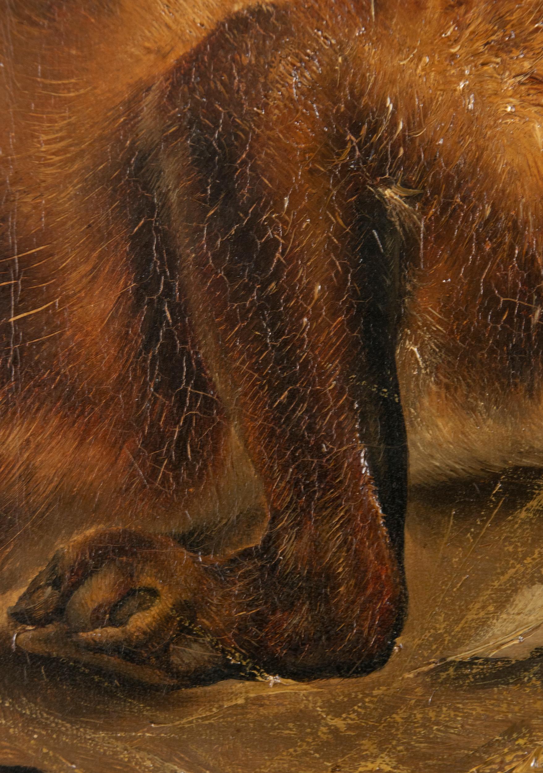 Canvas Antique Oil Painting of a Fox by Piet van Engelen