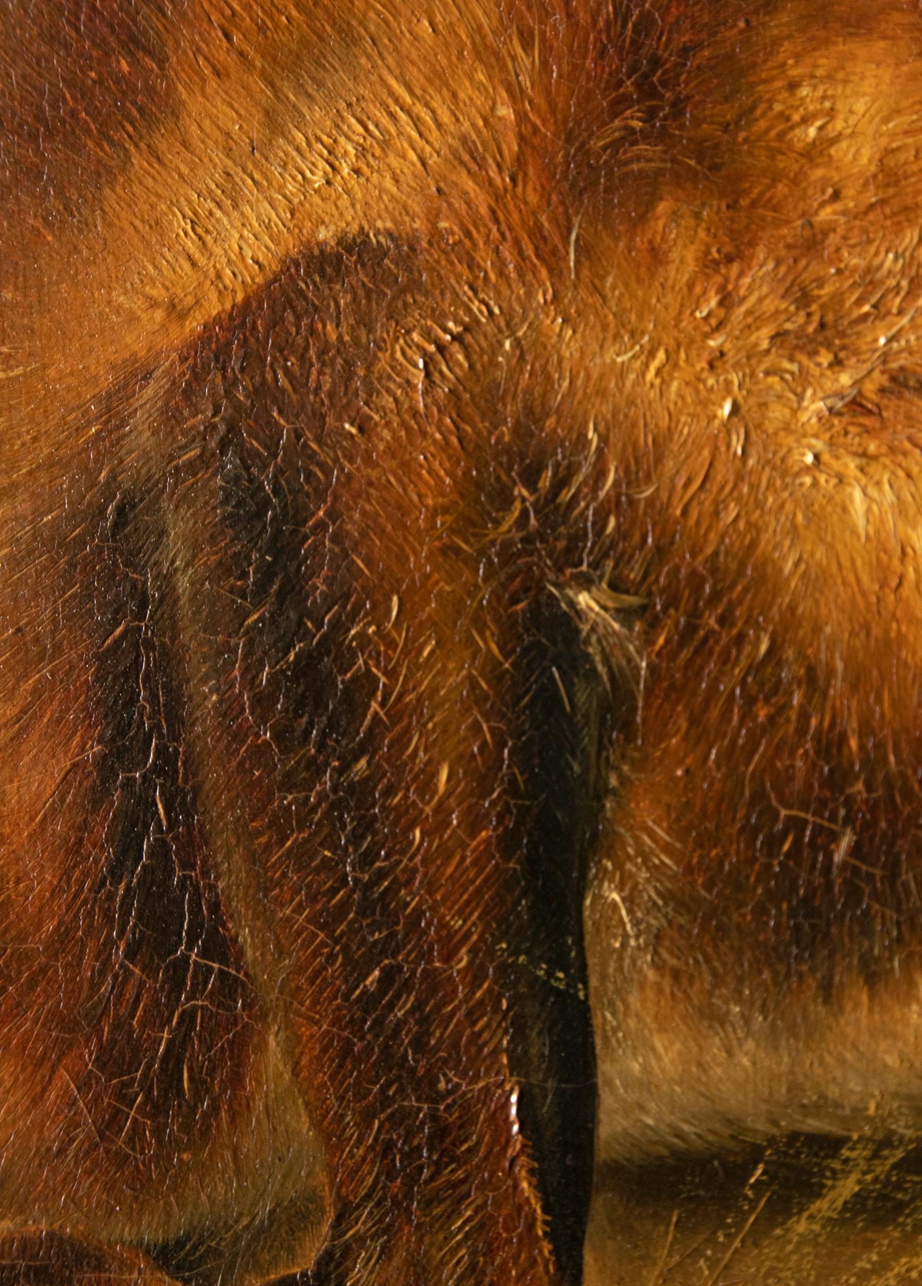 Antique Oil Painting of a Fox by Piet van Engelen 2