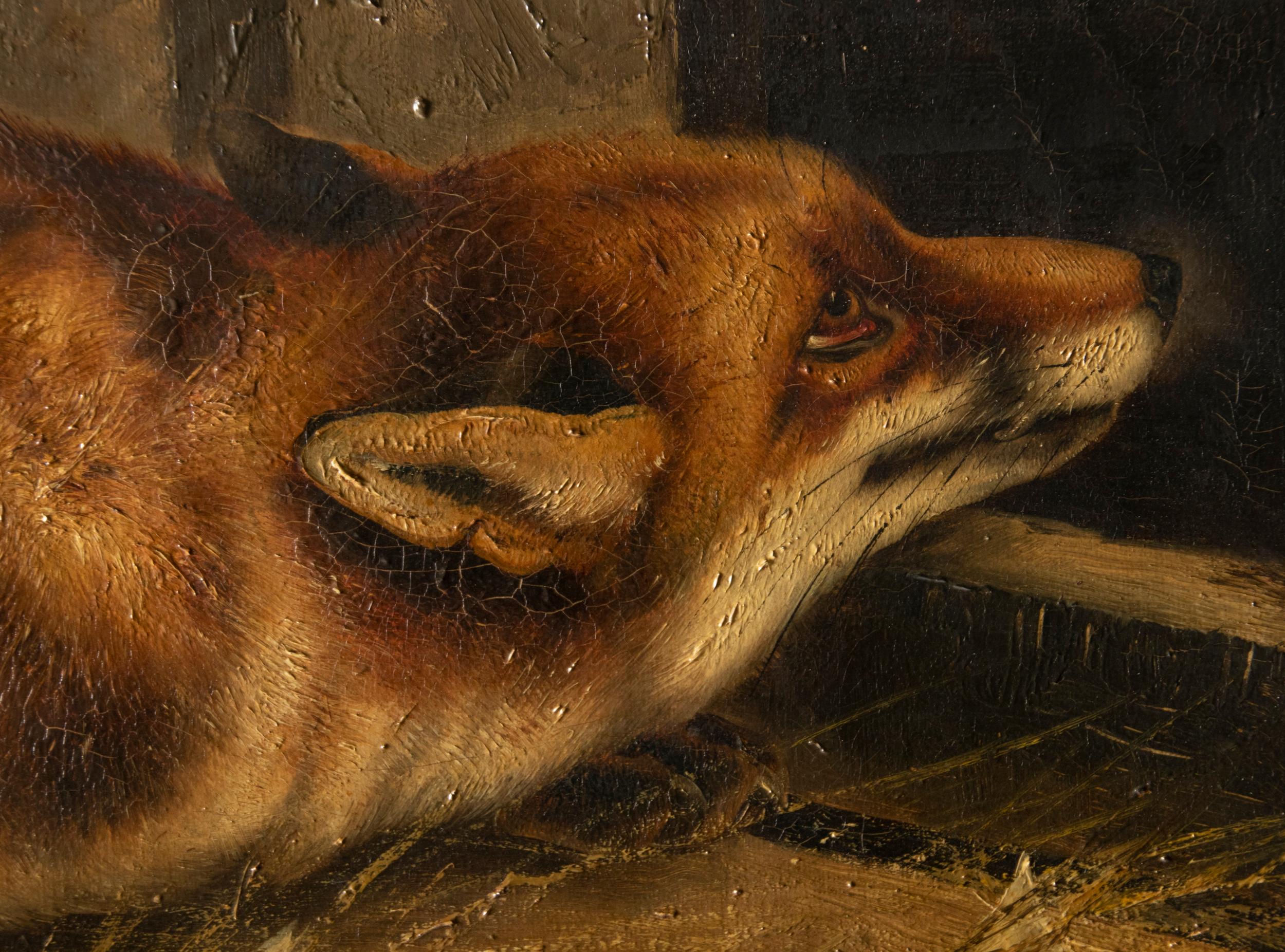 Belle Époque Antique Oil Painting of a Fox by Piet van Engelen