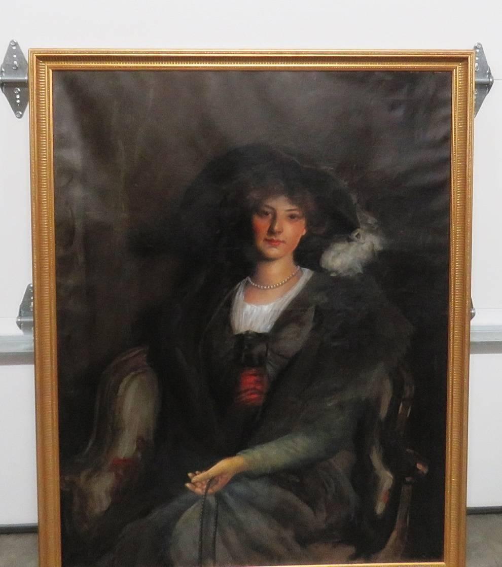 Antique Oil Painting of a Woman In Good Condition In Swedesboro, NJ