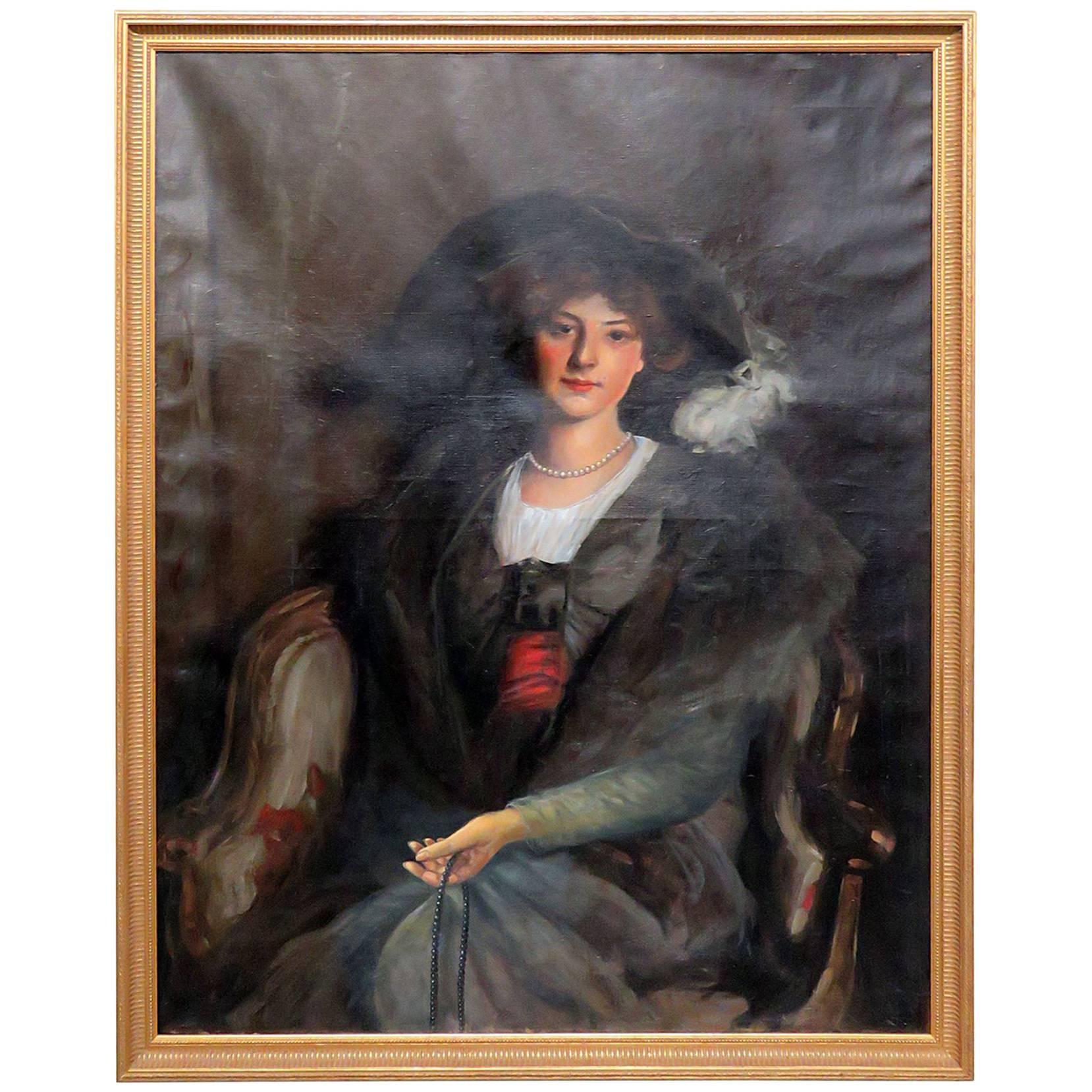 Antique Oil Painting of a Woman