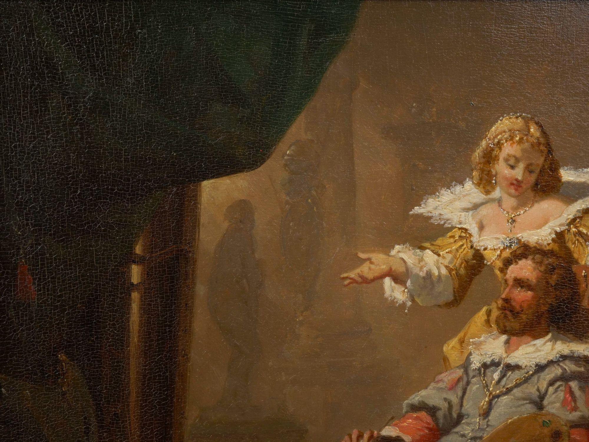 XIX secolo Antico dipinto a olio di 