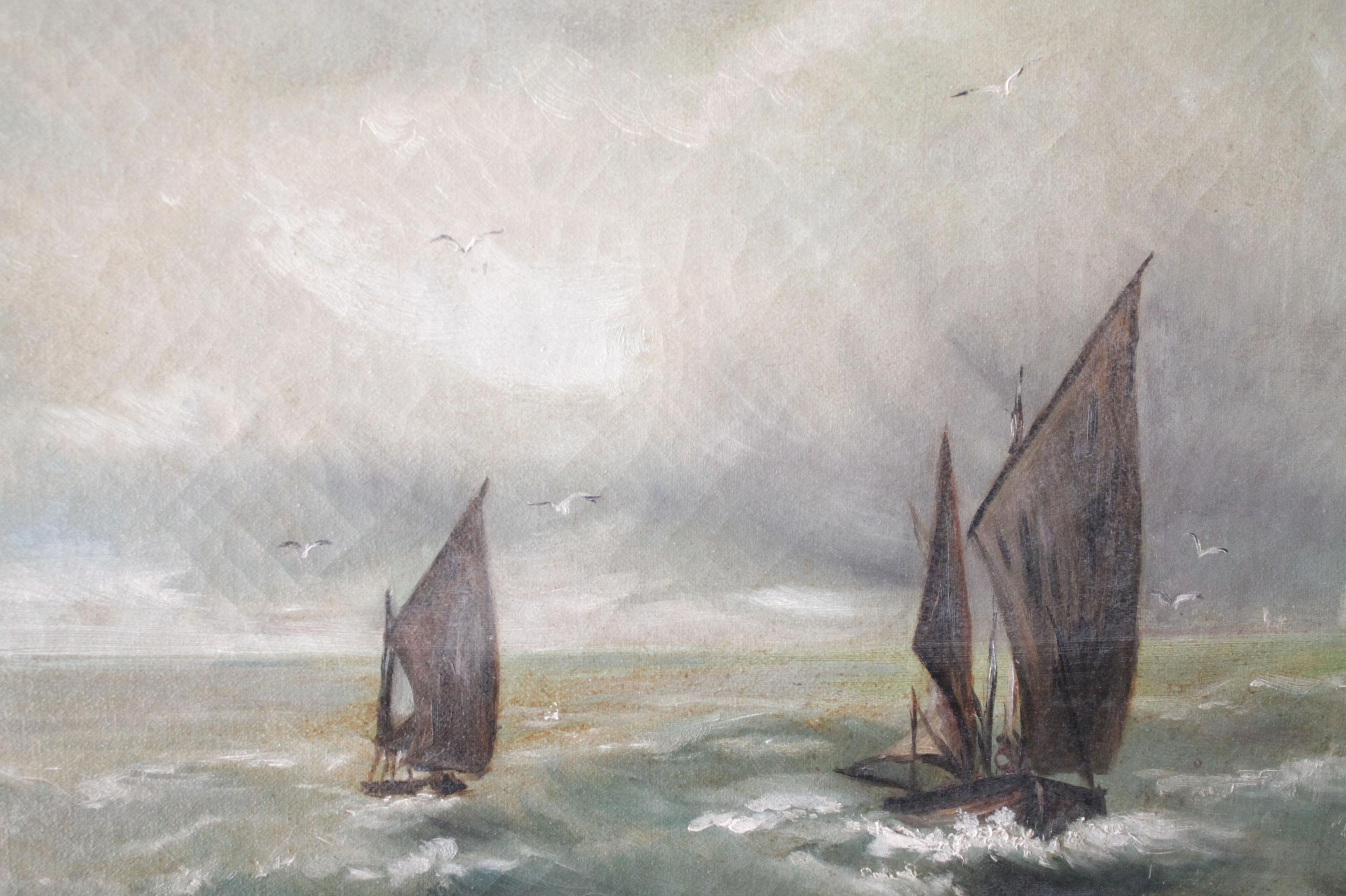 painting of a boat at sea