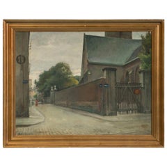 Antique Oil Painting of Copenhagen Street Scene, Saint Peter's Church