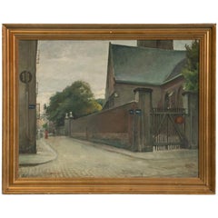 Antique Oil Painting of Copenhagen Street Scene, Saint Peter's Church