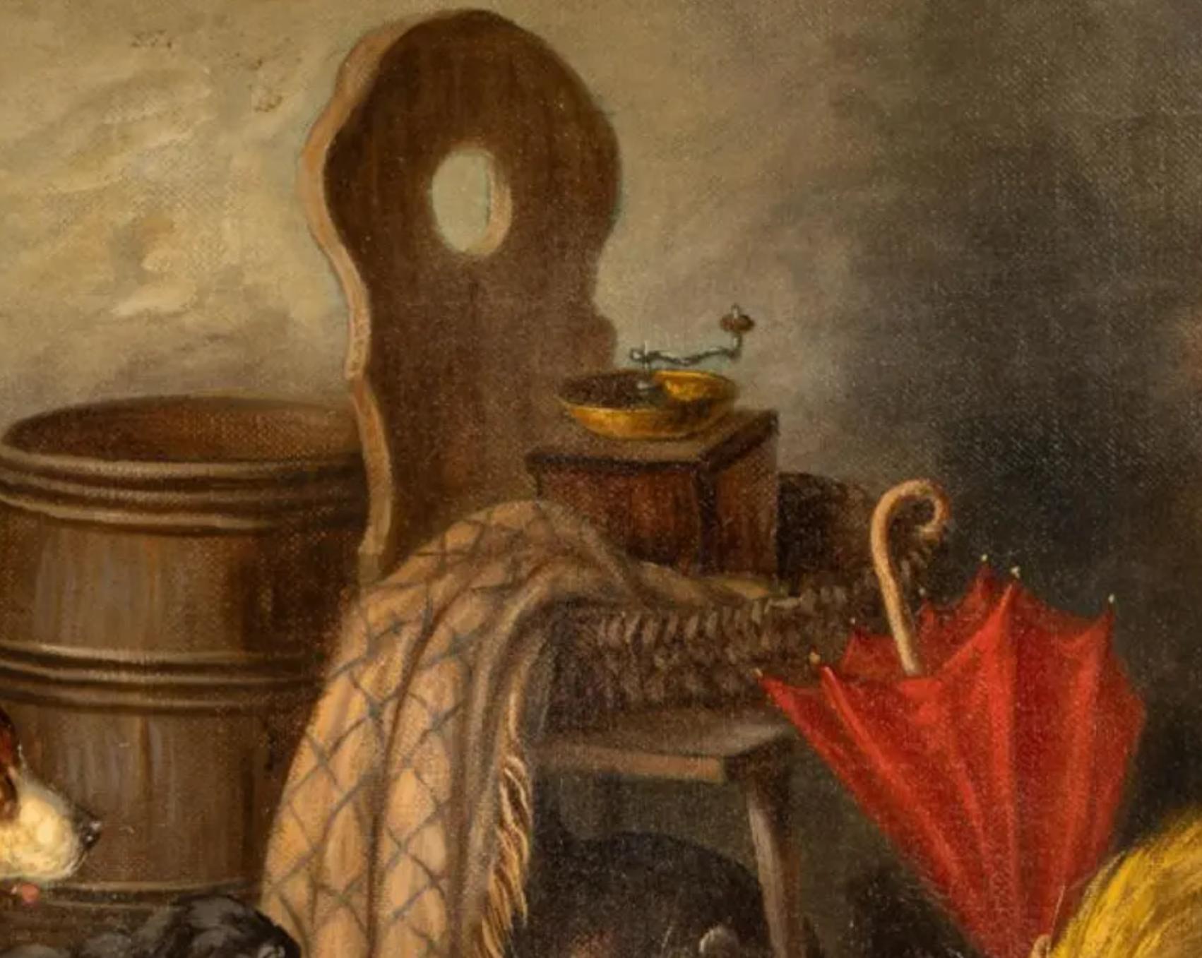 Dipinto a olio antico di cani di Bernard de Gempt In condizioni buone in vendita a LOS ANGELES, CA