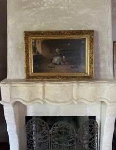 Antique Oil Painting of Interior Scene, Signed A. Hart, 1892