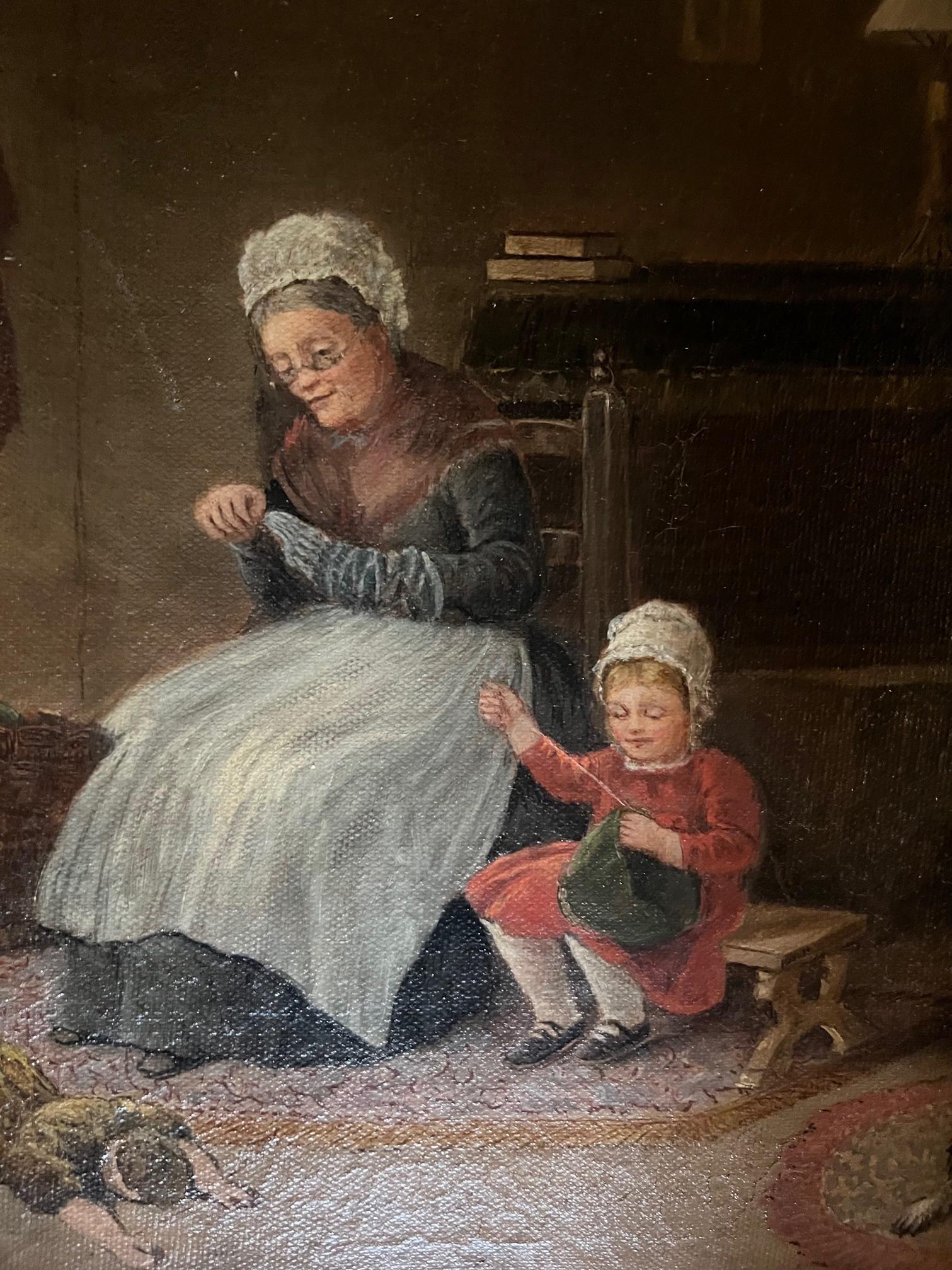 Antique Oil Painting of Interior Scene, Signed A. Hart, 1892 For Sale 2