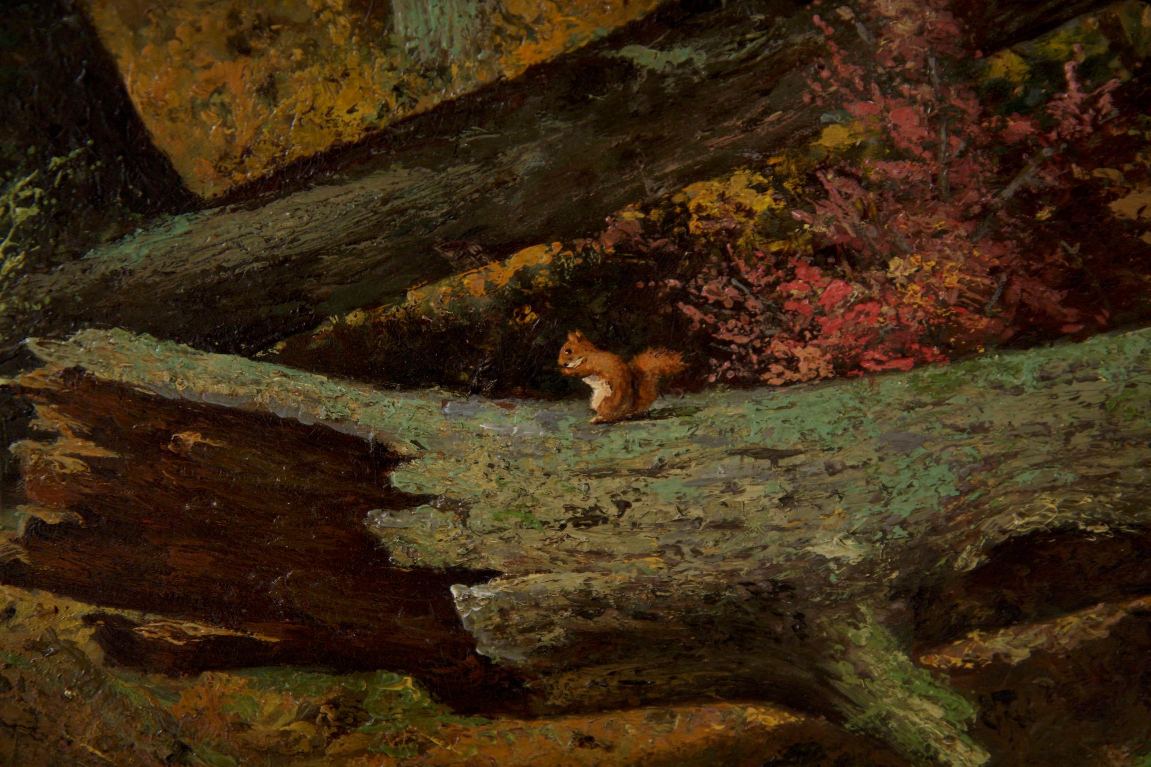 Antique Oil Painting of Squirrel by Frederick Batcheller 1