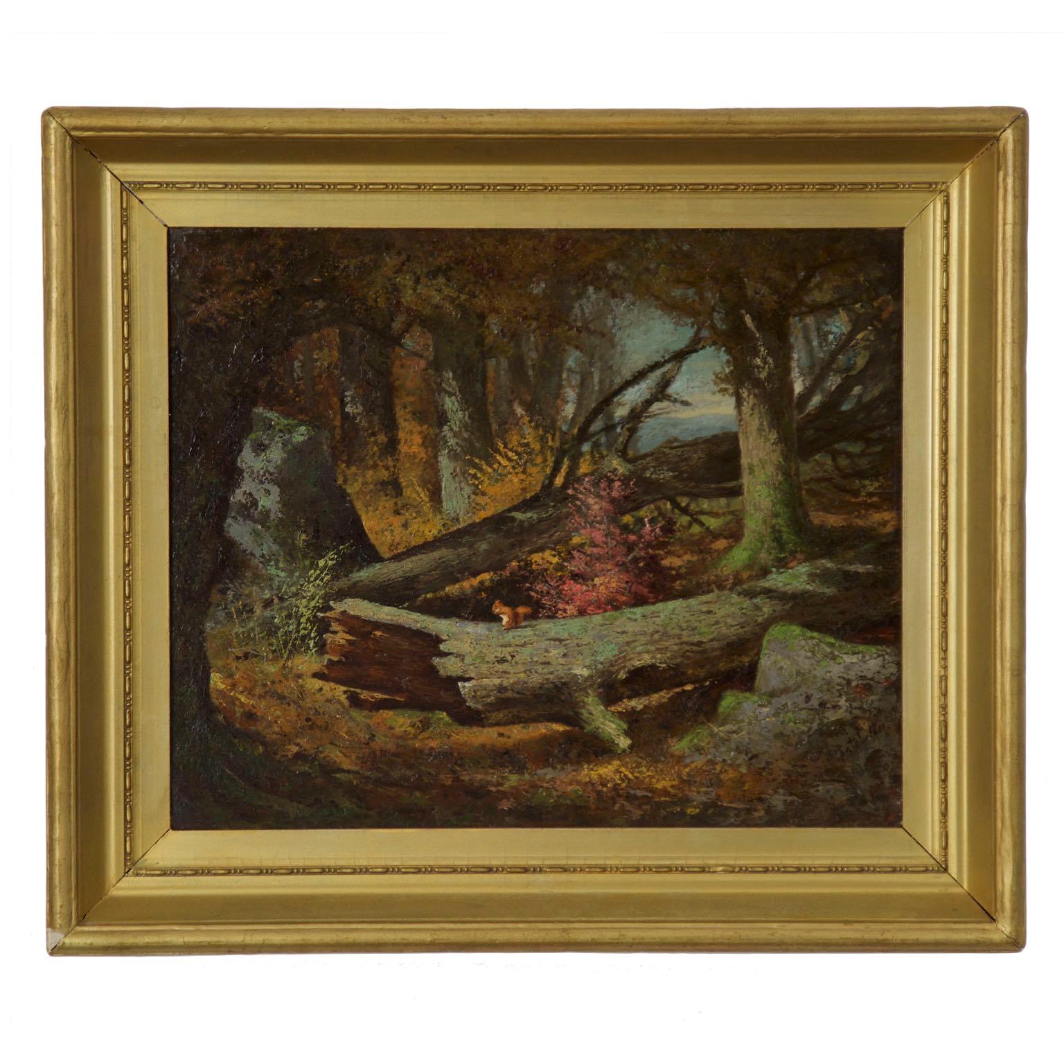 Antique Oil Painting of Squirrel by Frederick Batcheller