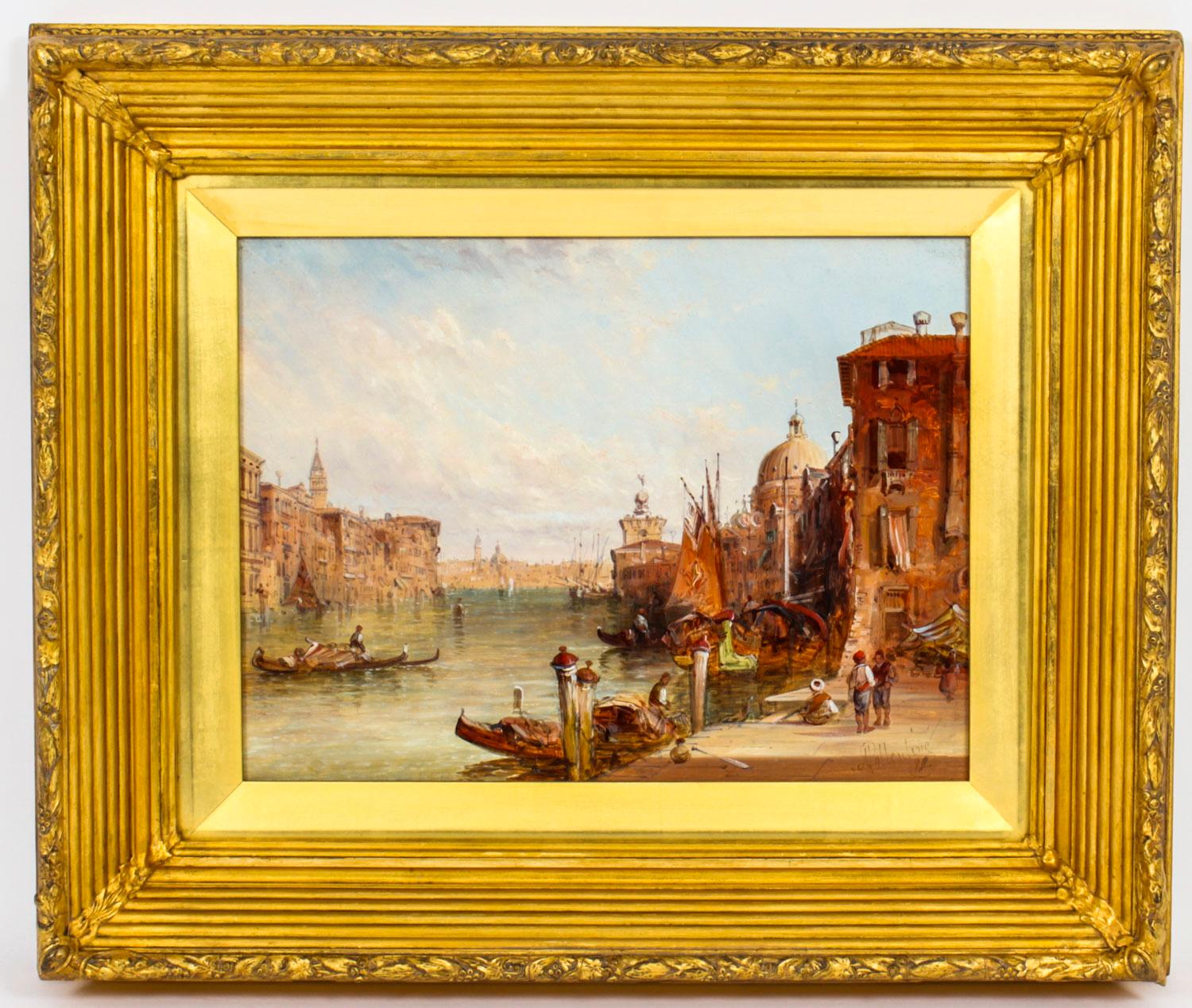 Antique Oil Painting of the Grand Canal Venice Alfred Pollentine 19th C 6